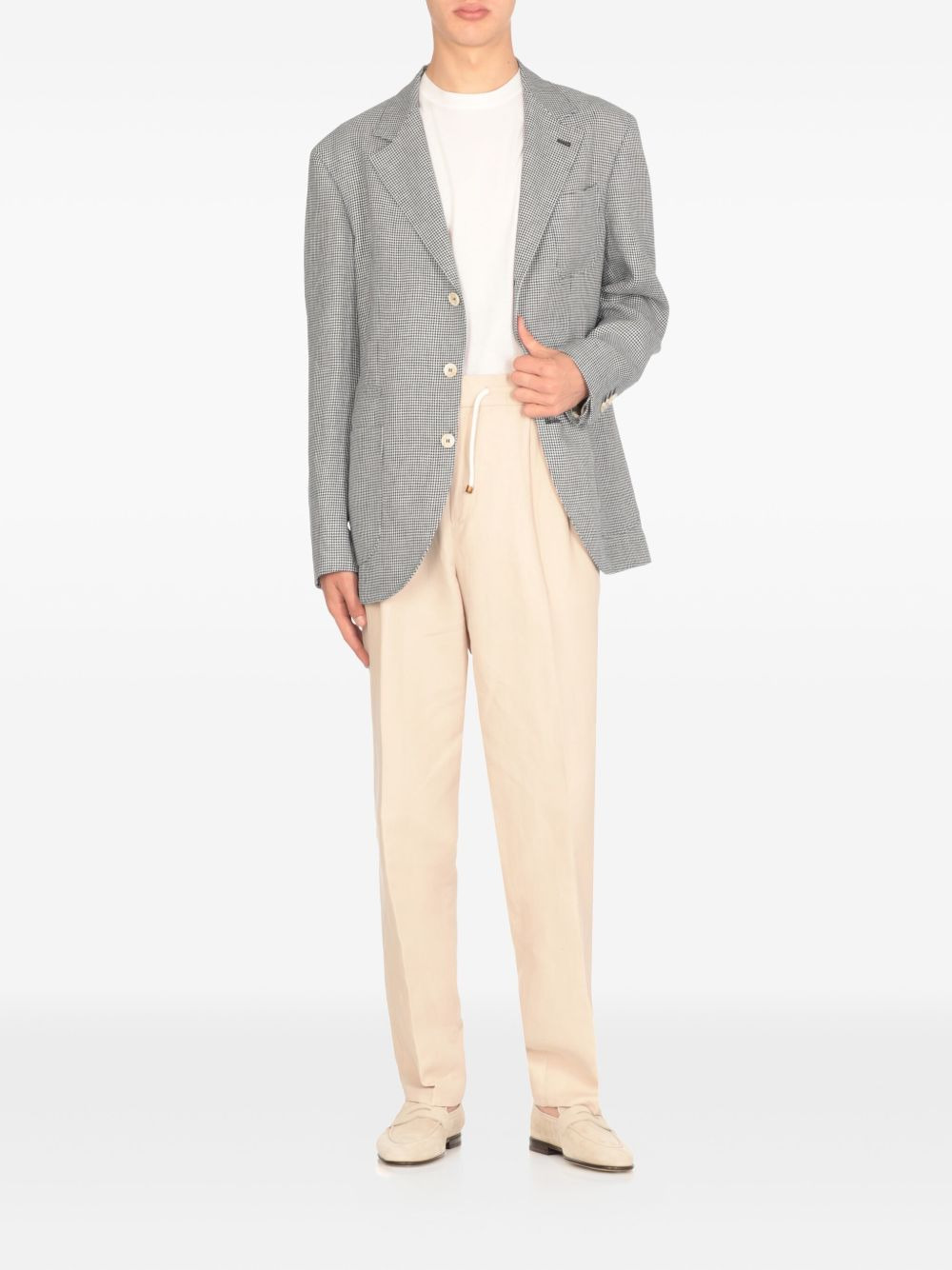 pied-de-poule linen blazer - 5