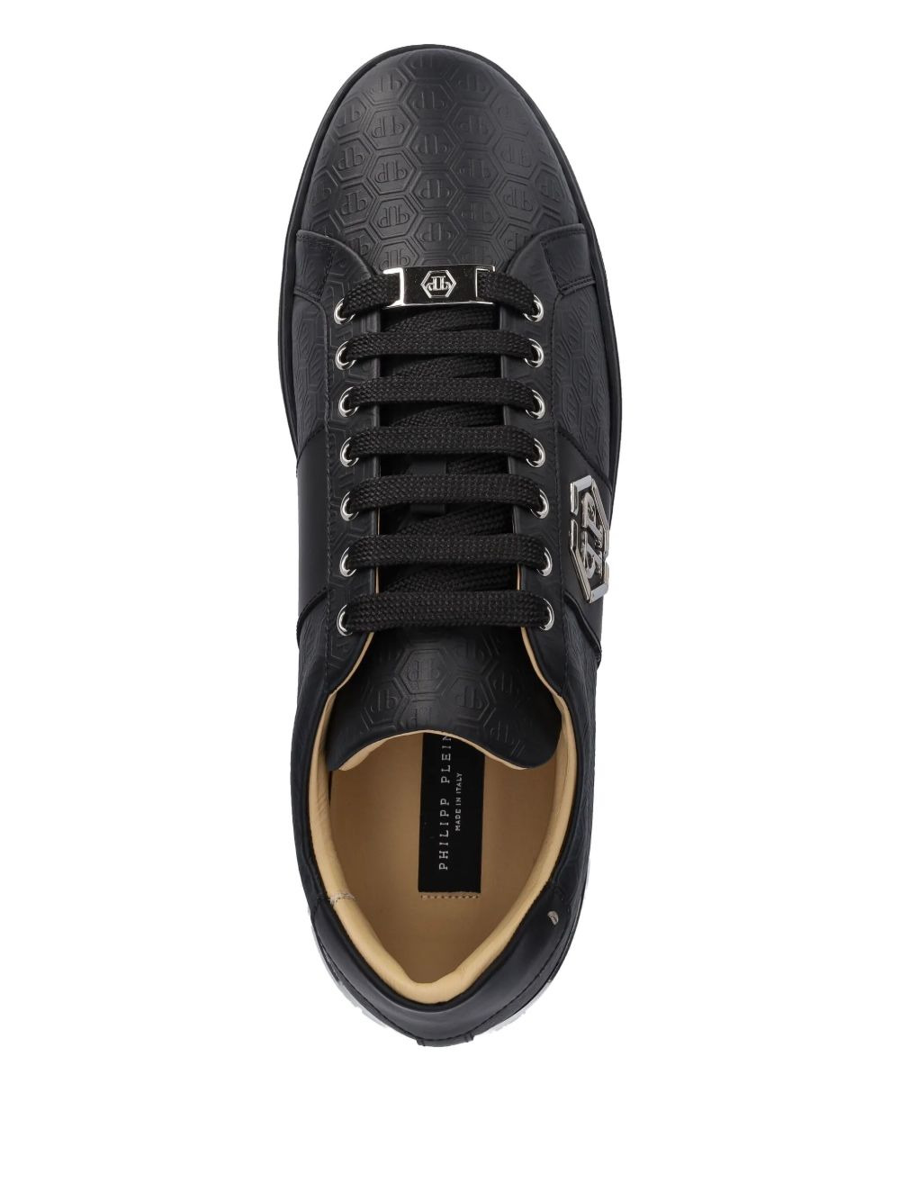 embossed-logo lace-up sneakers - 3