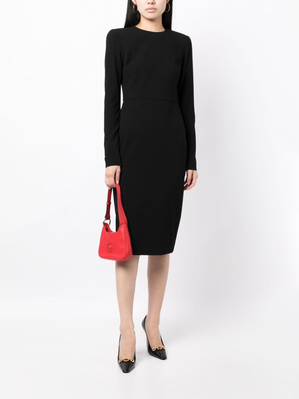 round-neck fitted-waist dress - 2