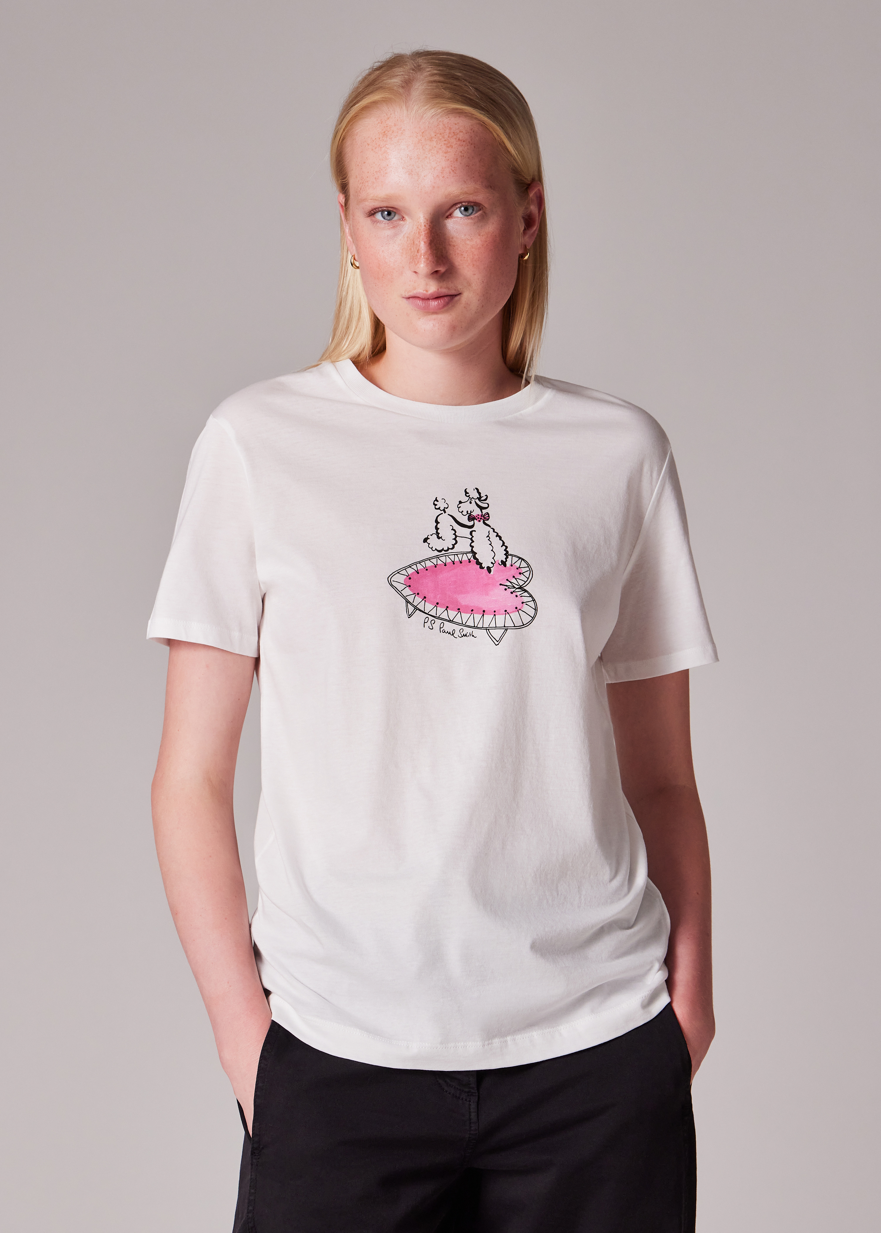 Women's White 'Poodle Print' T-Shirt - 3