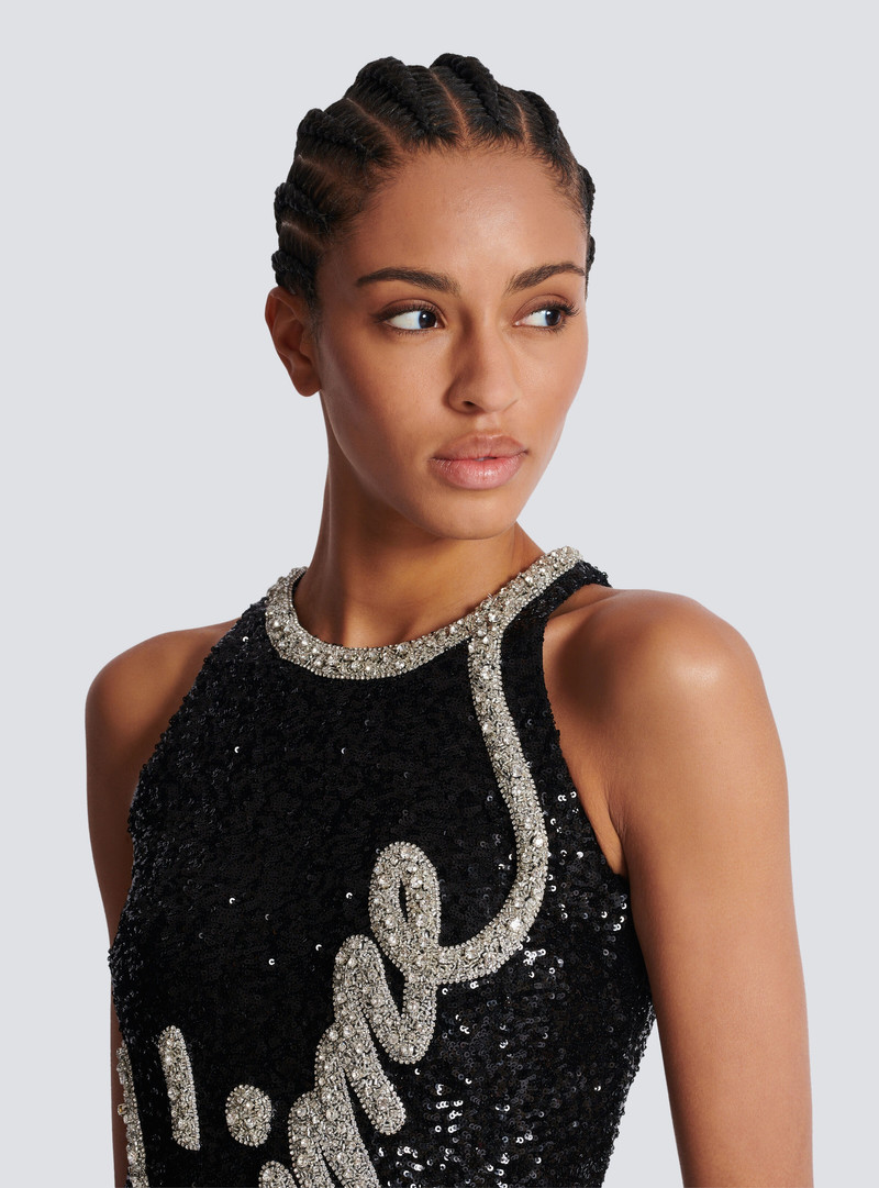 Long "Love Letter" embroidered sequin dress 7