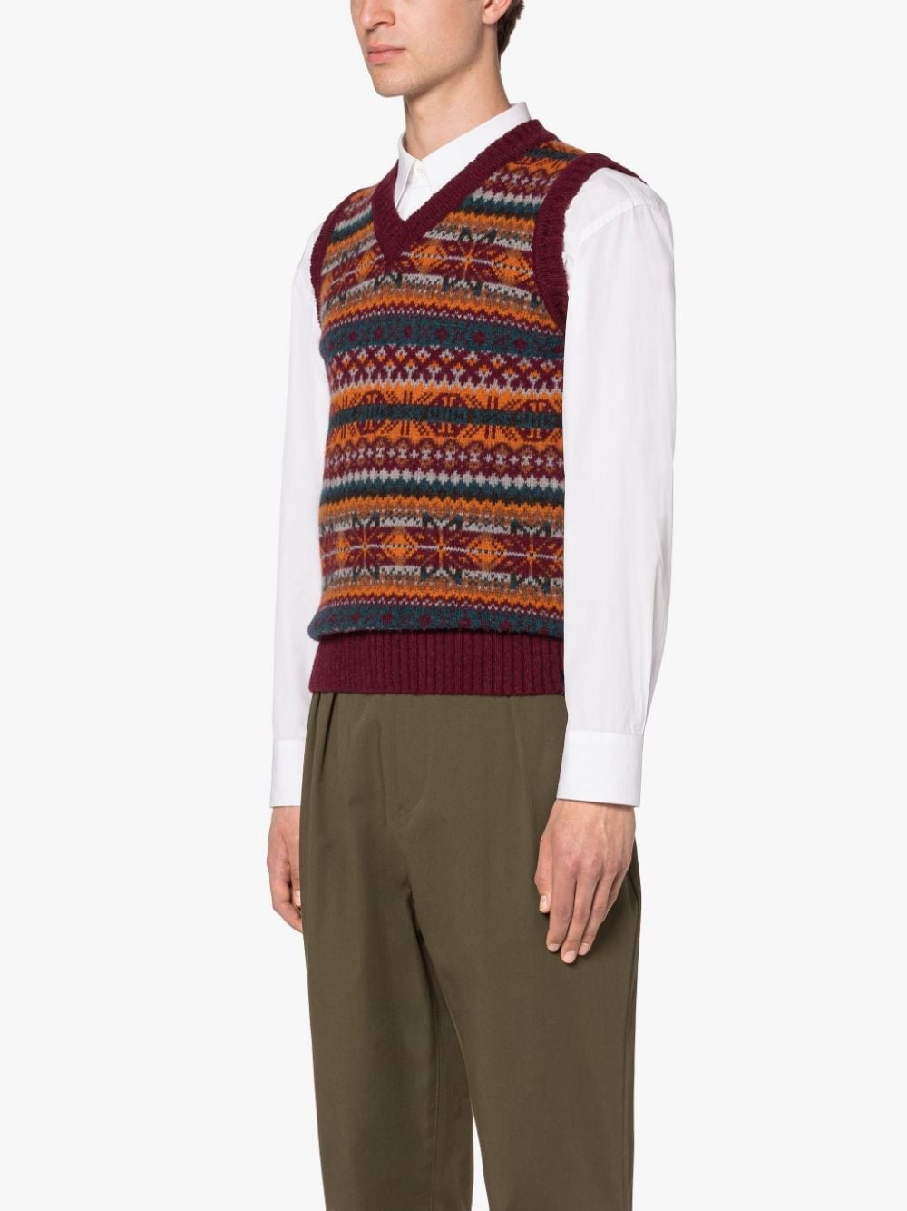 BURN TANK BORDEAUX MIX WOOL FAIR ISLE VEST - 3