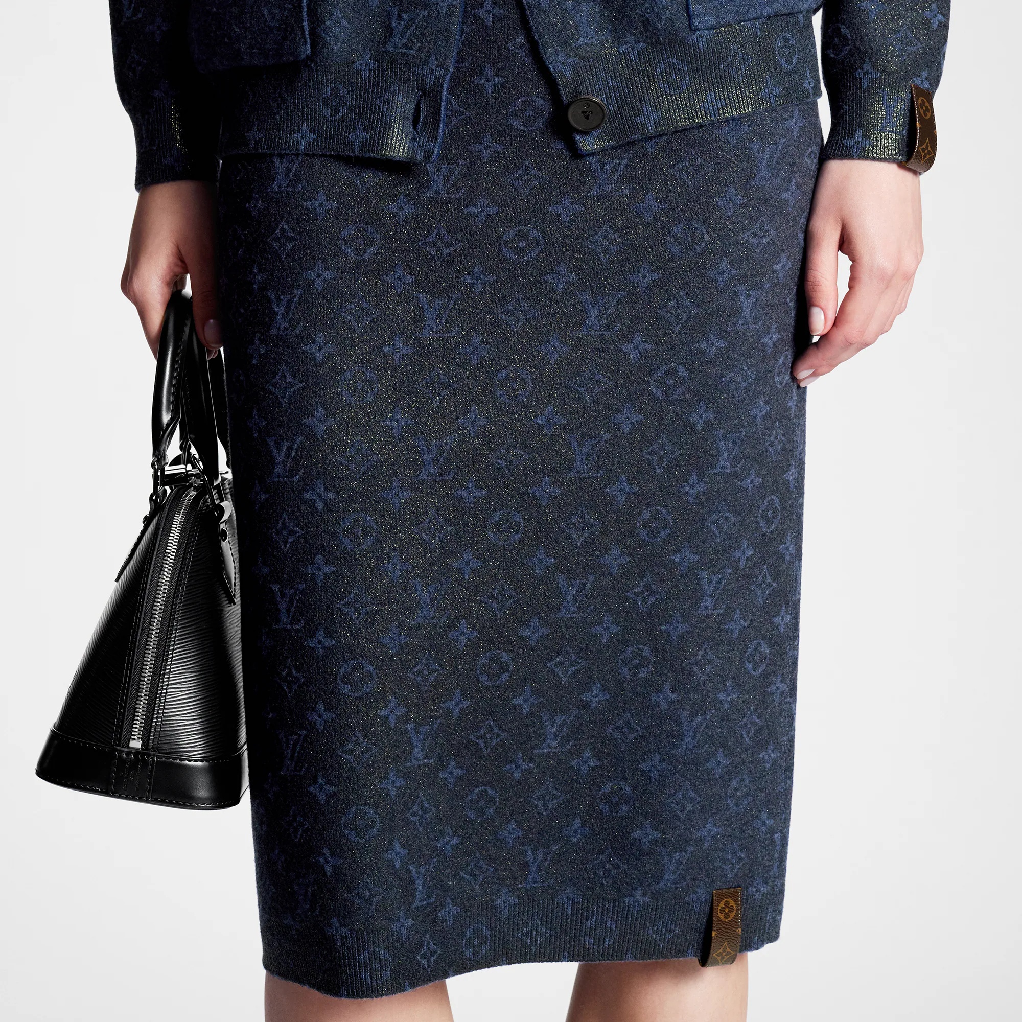 Glitter Monogram Knit Skirt - 2