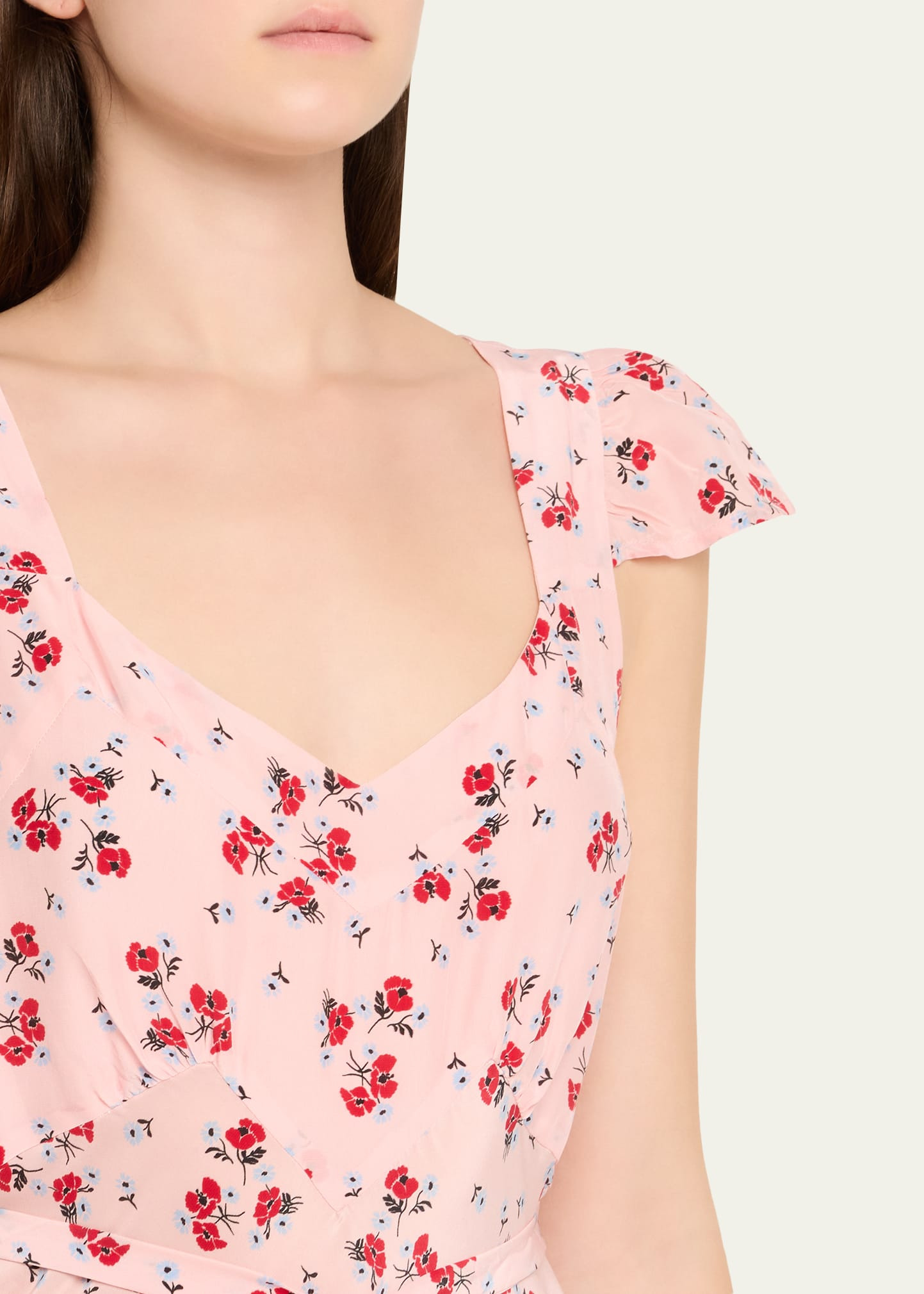 Aurora Floral Flutter-Sleeve Midi Dress - 5