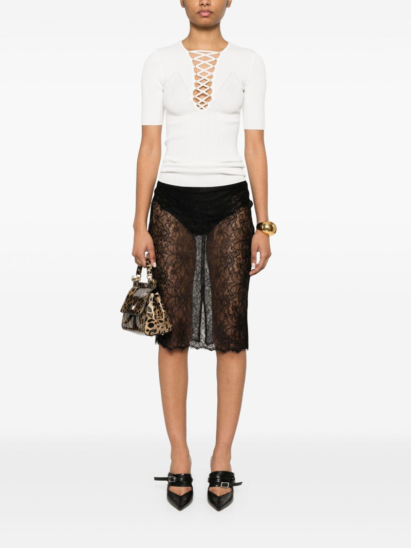 ELISABETTA FRANCHI crossover-lace knitted top outlook