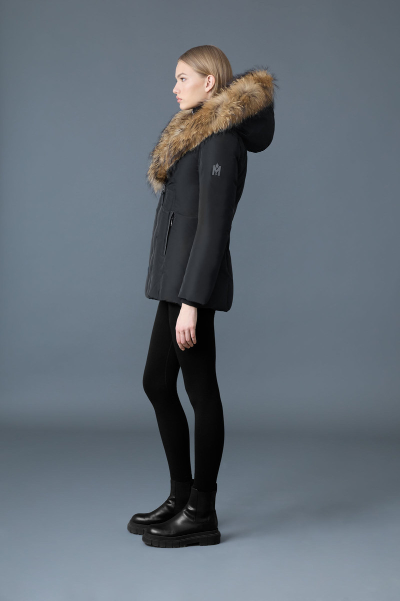 ADALI down coat with natural fur Signature Mackage Collar 3