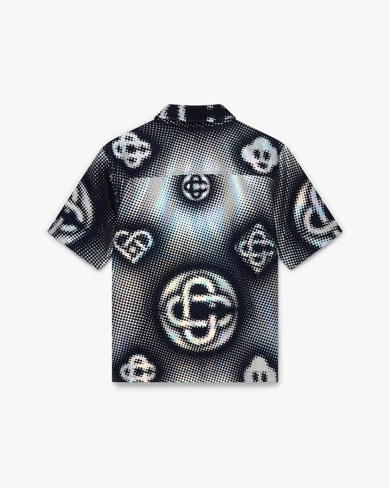 CASABLANCA Pearlescent Monogram Short Sleeve Denim Shirt outlook