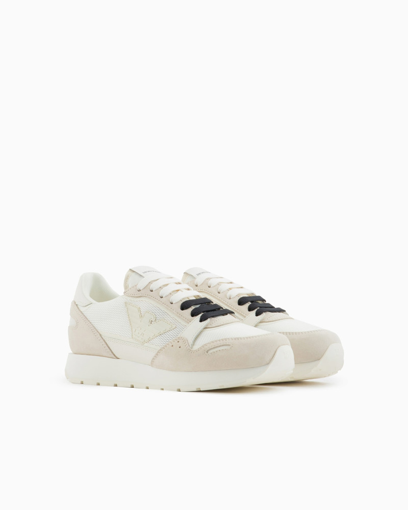 Mesh sneakers with suede details and eagle patch 2