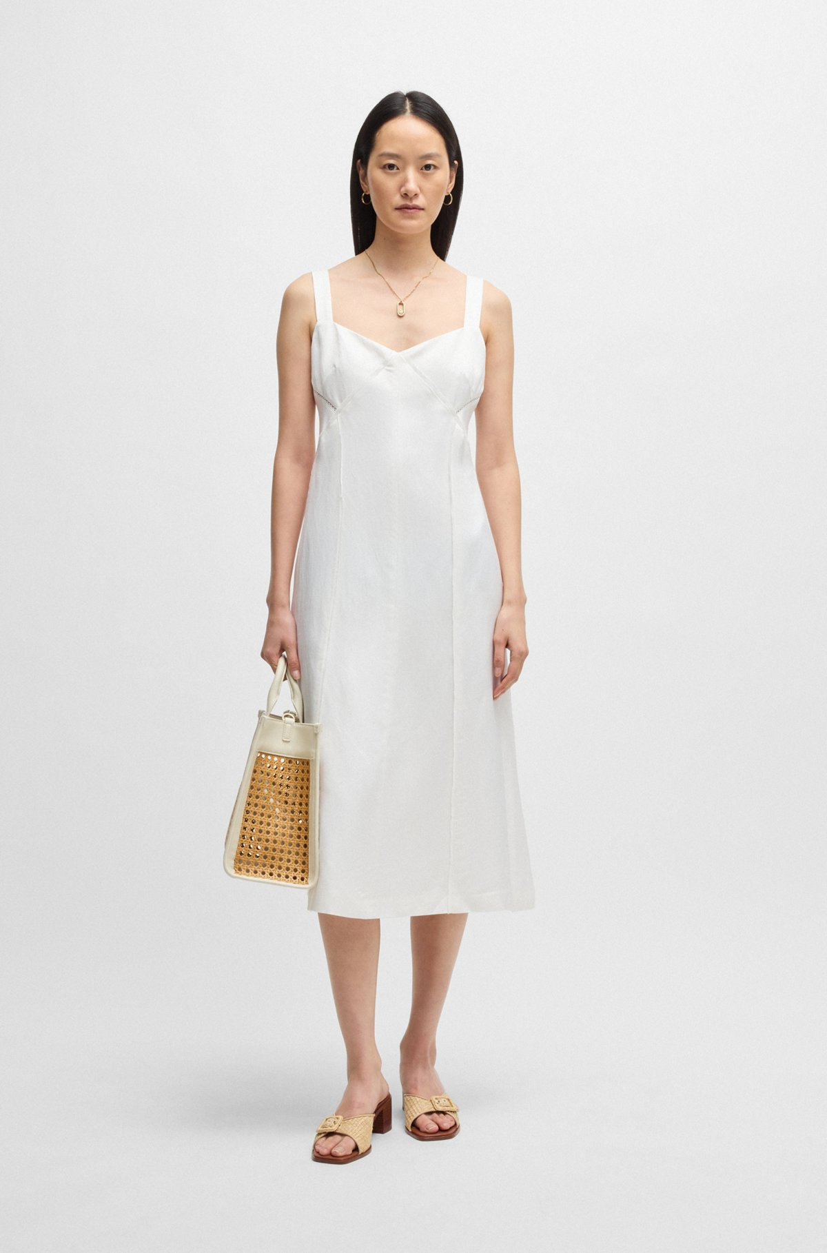 SUMMERY DRESS WITH WIDE STRAPS AND SEAMING DETAIL - 2