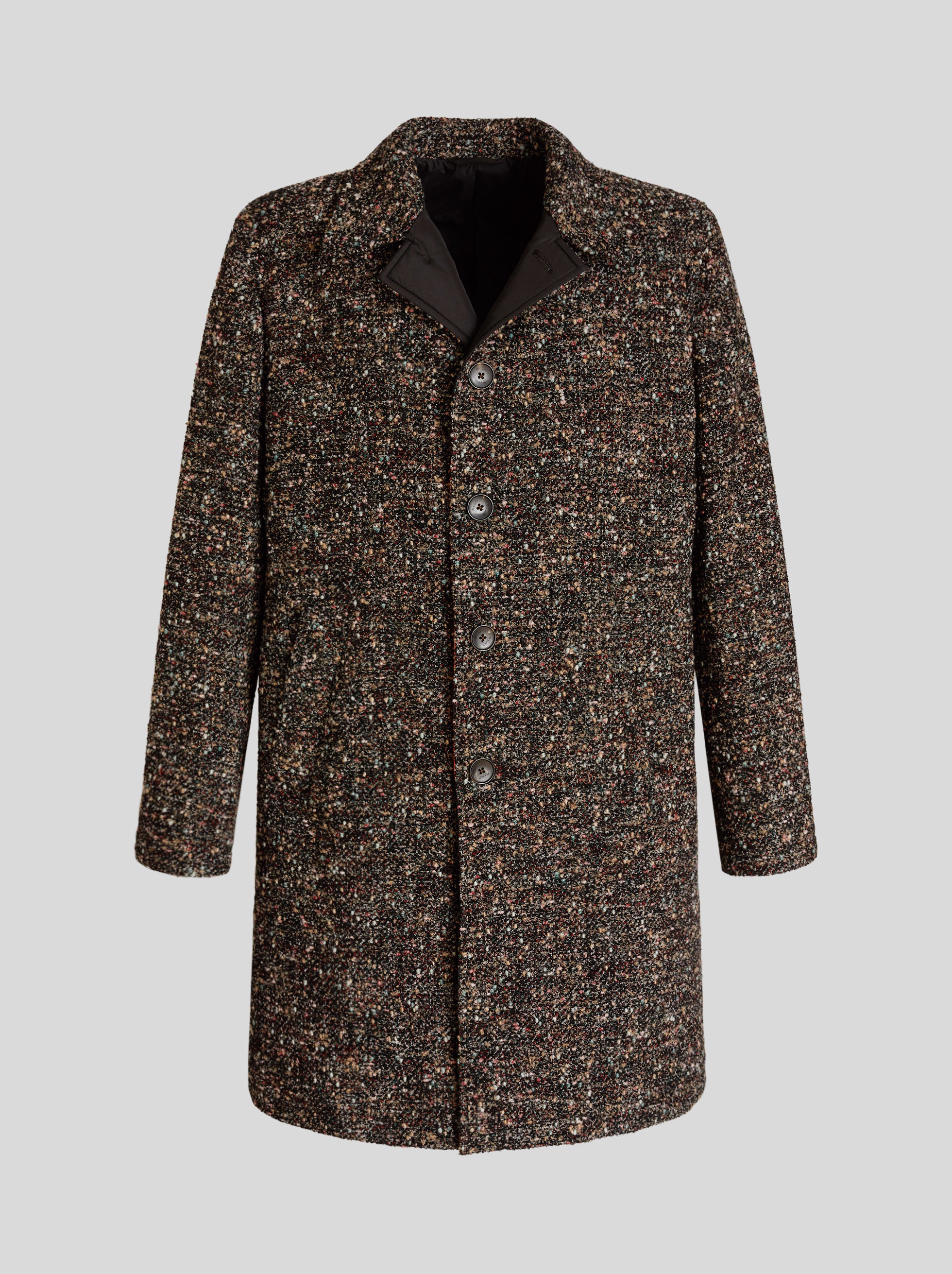 WOOL BOUCLÉ COAT WITH COLOUR BLOCK INTERIOR - 1