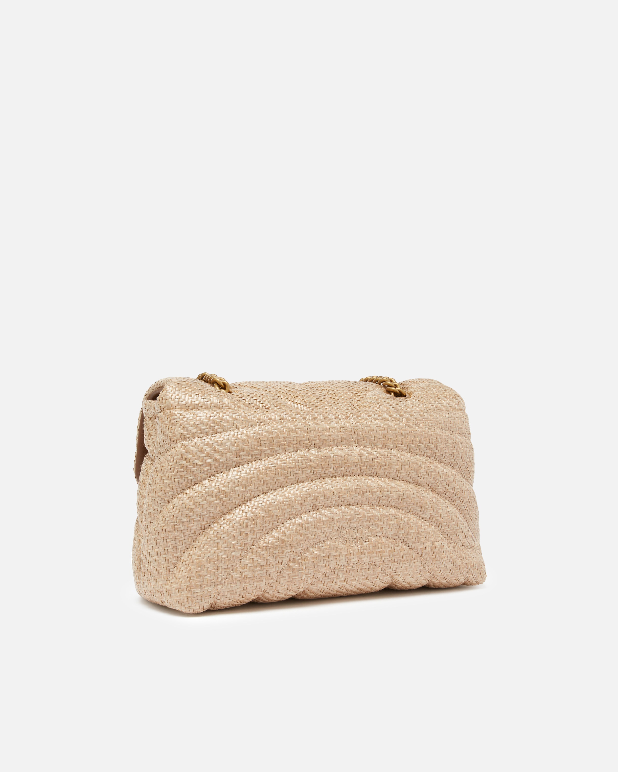 LOVE BAG PUFF QUILTED RAFFIA SHOULDER BAG WITH BUTTERFLY - 2
