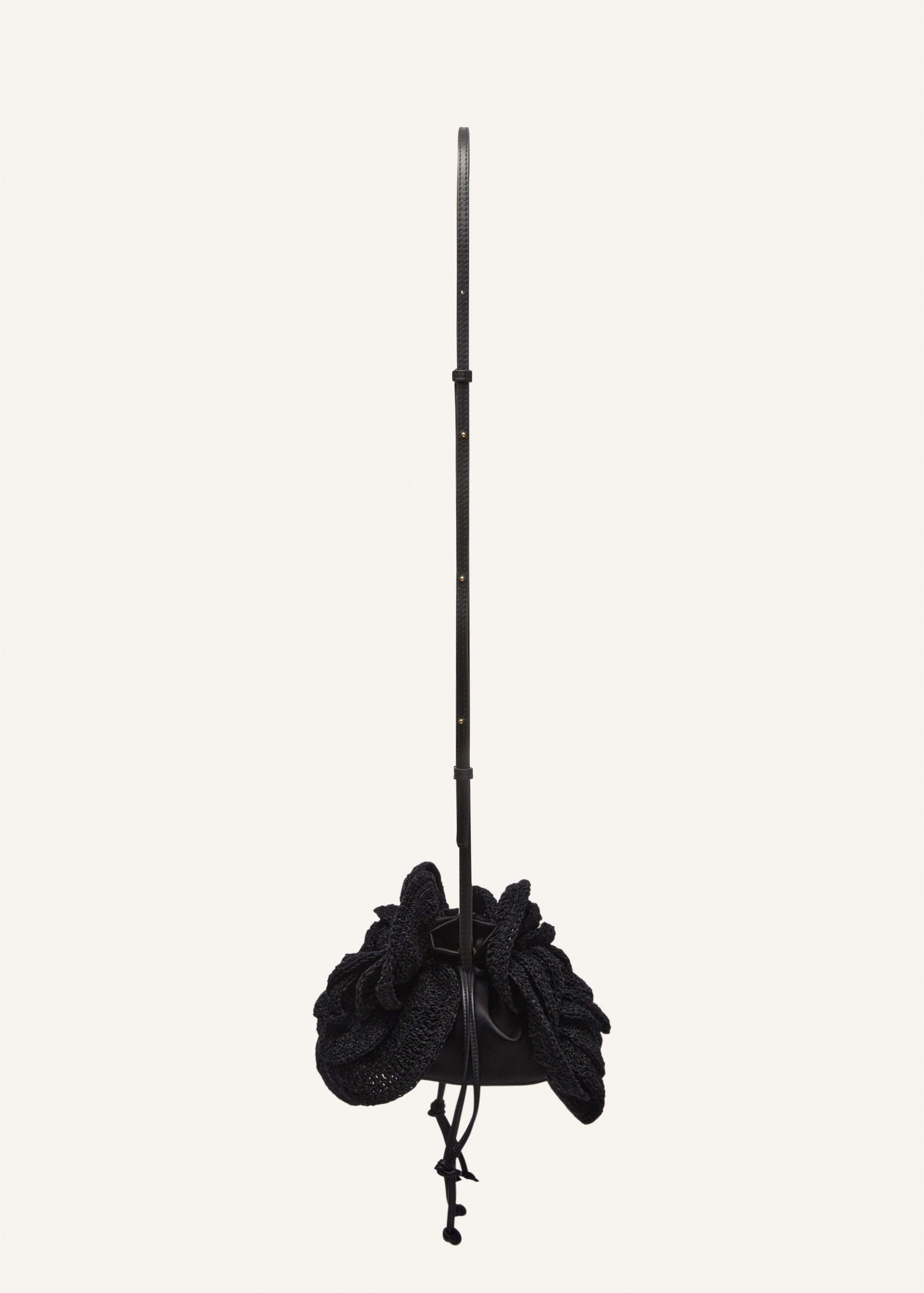 Magda bag pearl strap in black crochet - 4