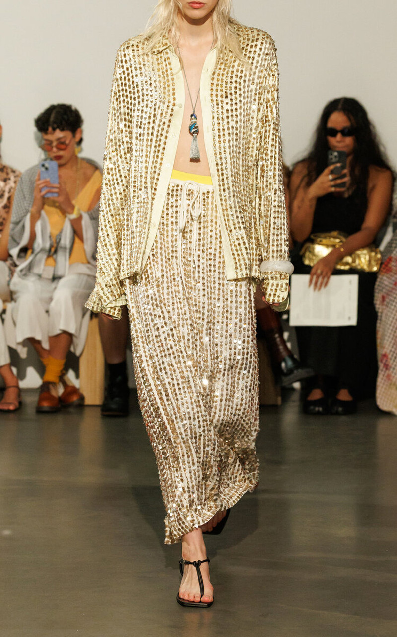 ZANKOV Gabrielle Embellished Stretch-Silk Top multi outlook