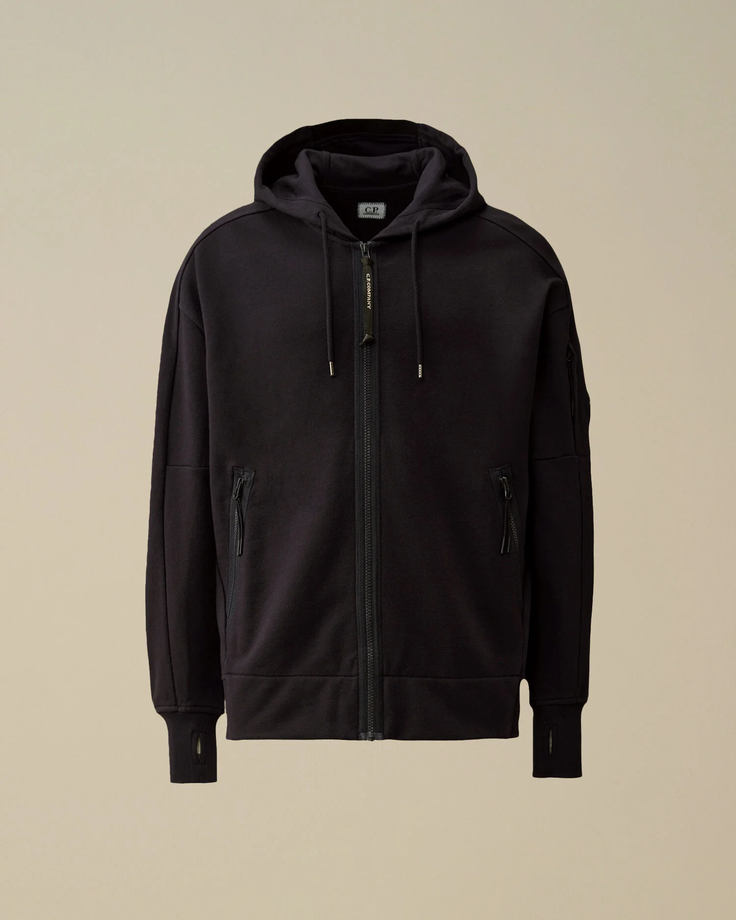 Diagonal Raised Fleece Hooded Full Zip Sweatshirt - 1