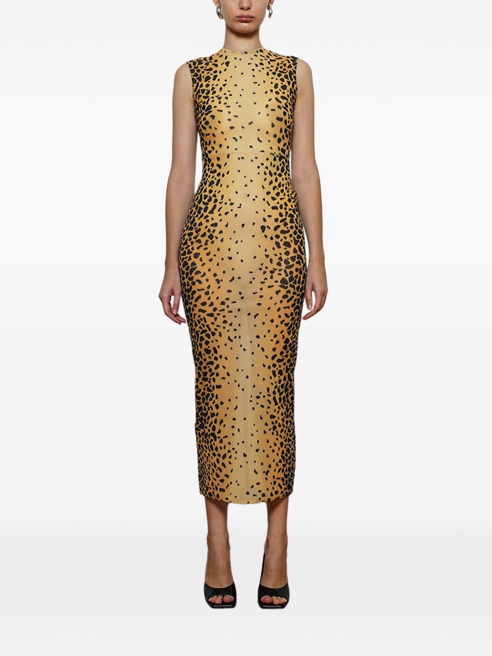 sleeveless mesh midi dress - 2