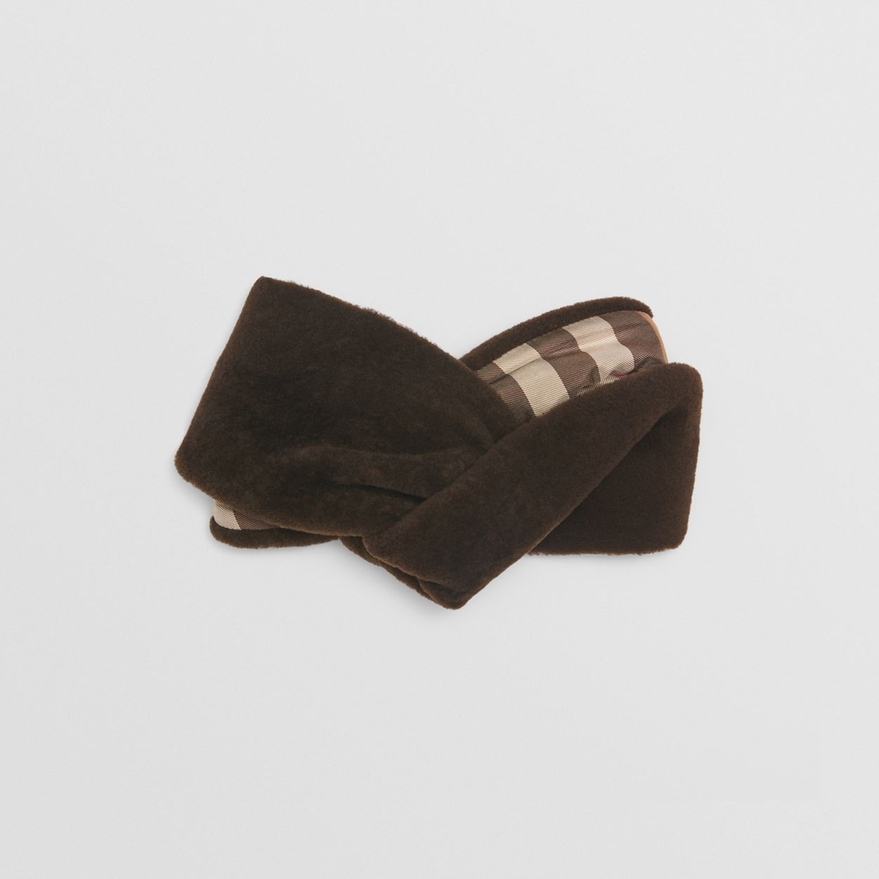 Check Detail Shearling Headband - 1