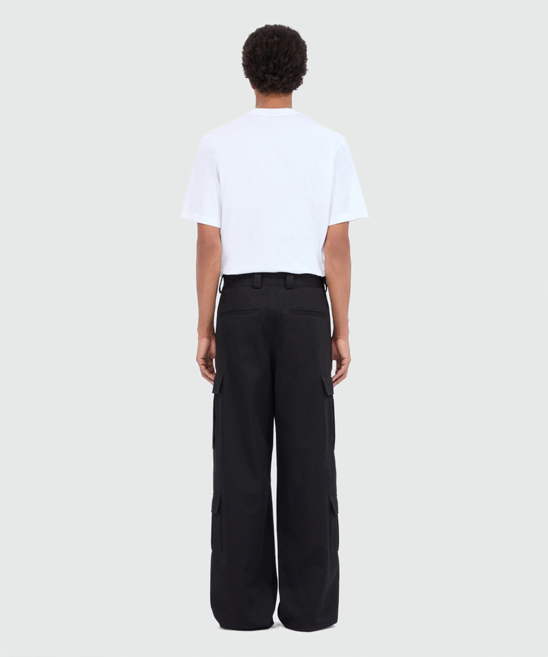 Black cotton drill cargo pants 3