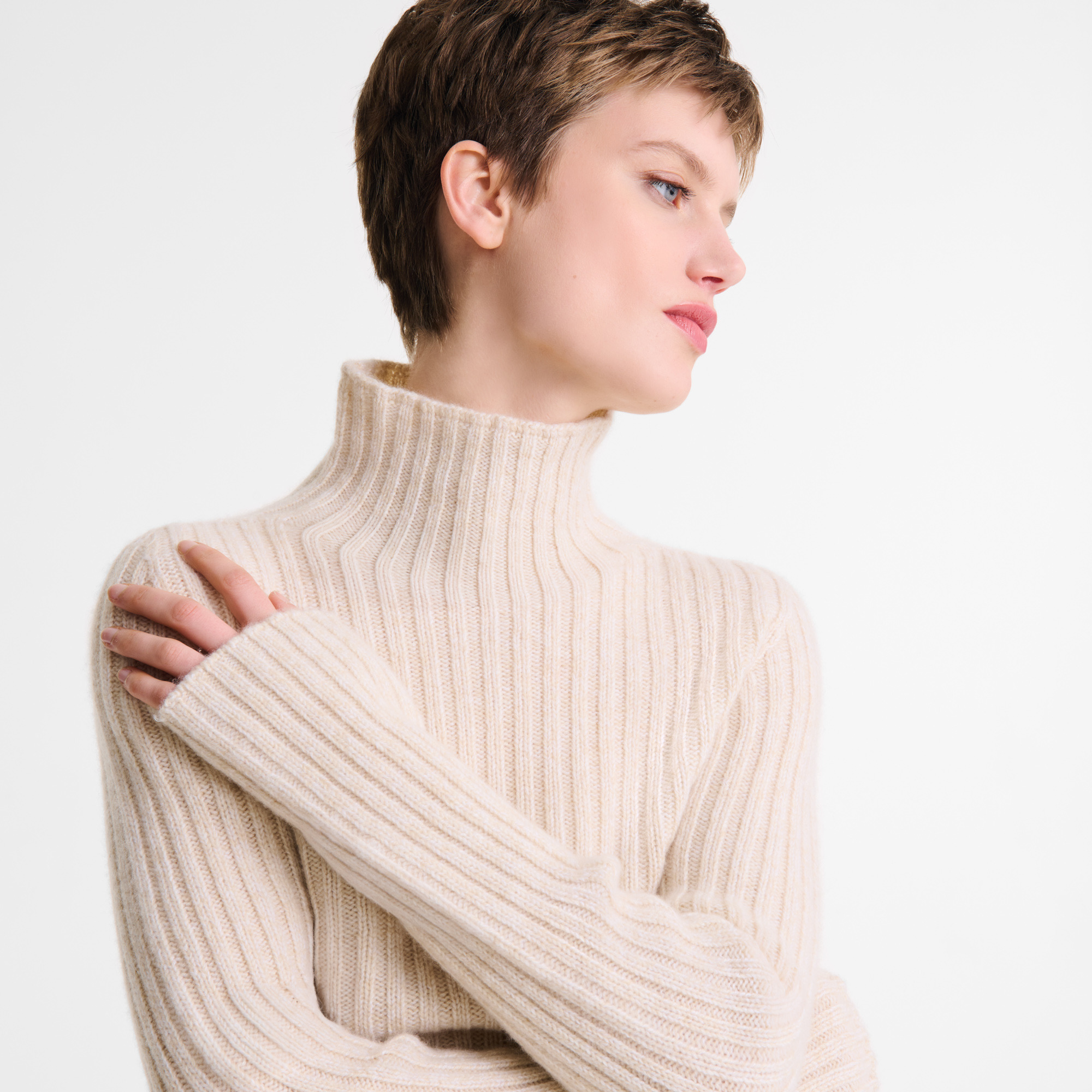 High neck sweater Ecru - Knit - 4