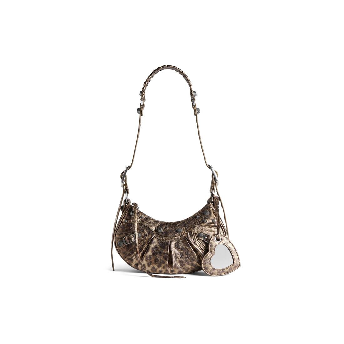 Women's Le Cagole Xs Shoulder Bag Metallized With Leopard Print  in Brown - 1