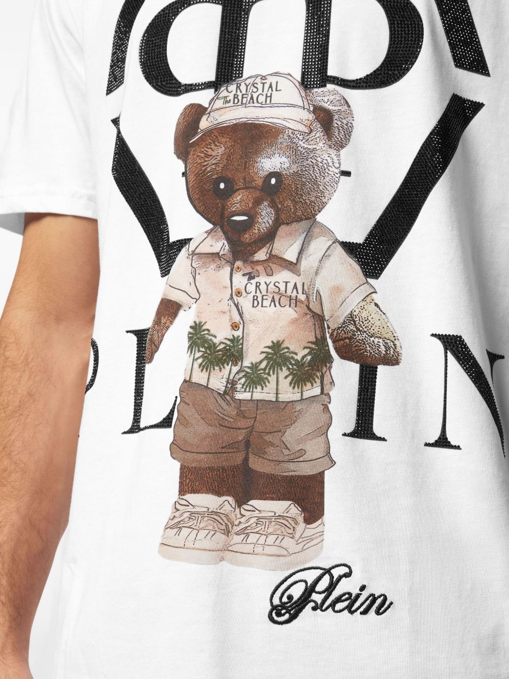 crystal-embellished teddy-bear T-shirt - 4