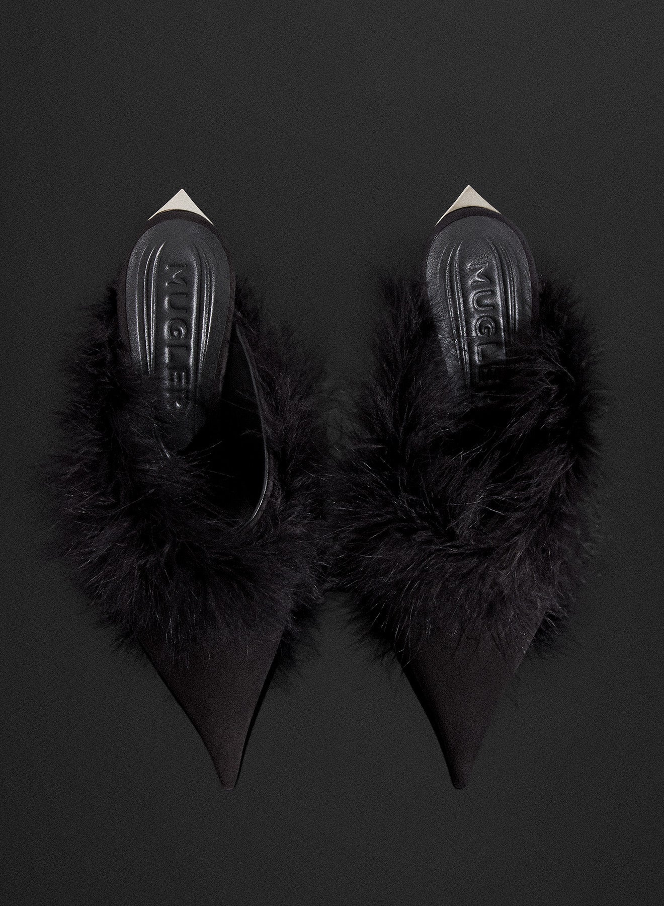 black marabou Fang 95 mules - 4