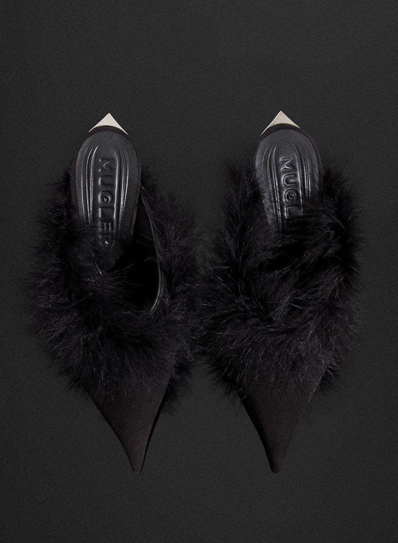 black marabou Fang 95 mules 4