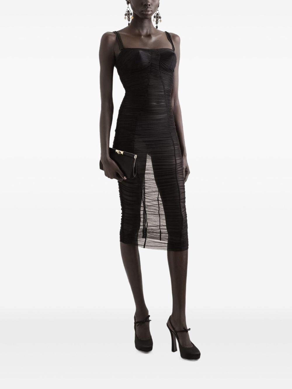 x Kim draped tulle midi dress - 2