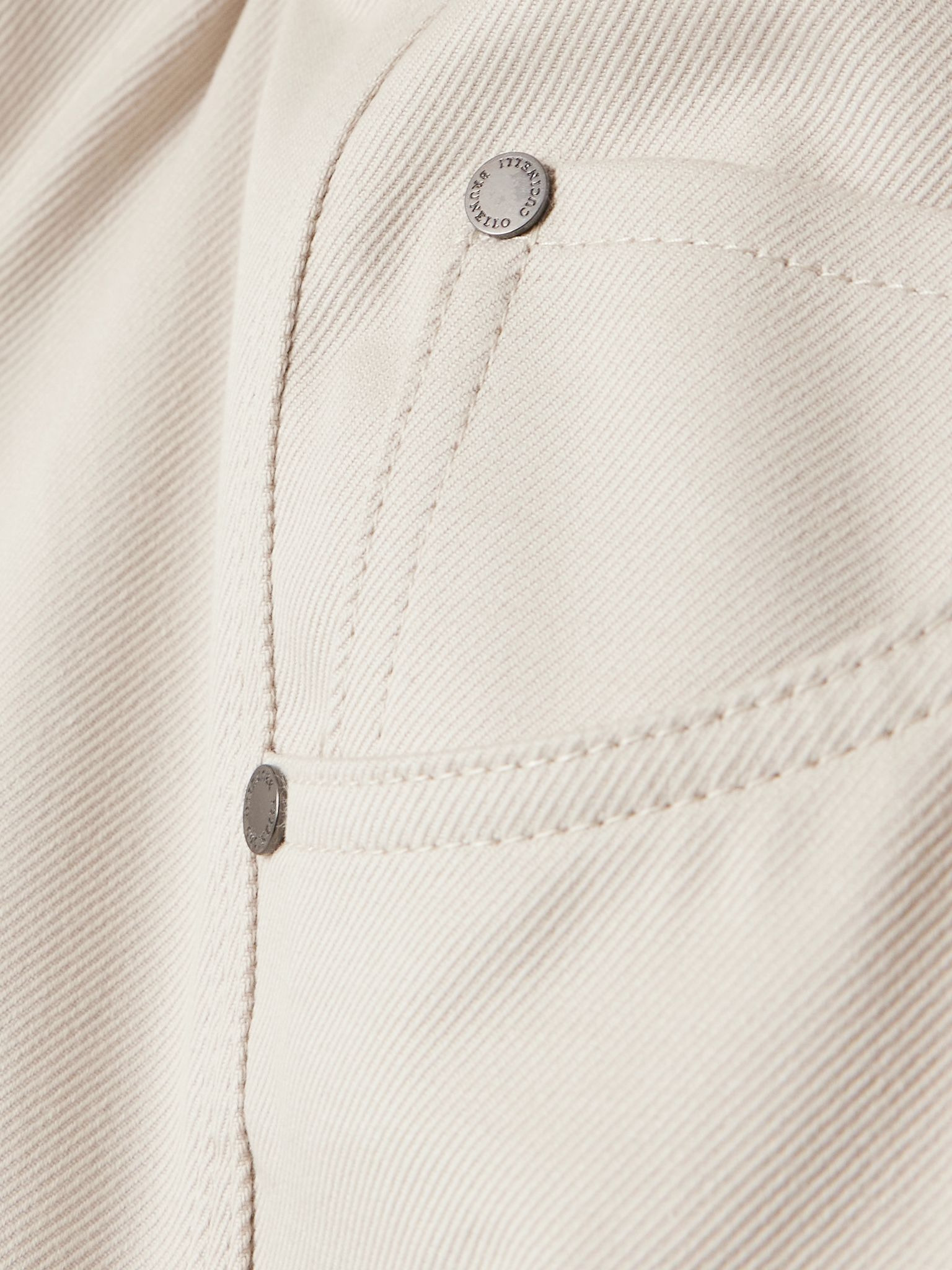 Cotton-blend twill tapered pants Off-white - 4