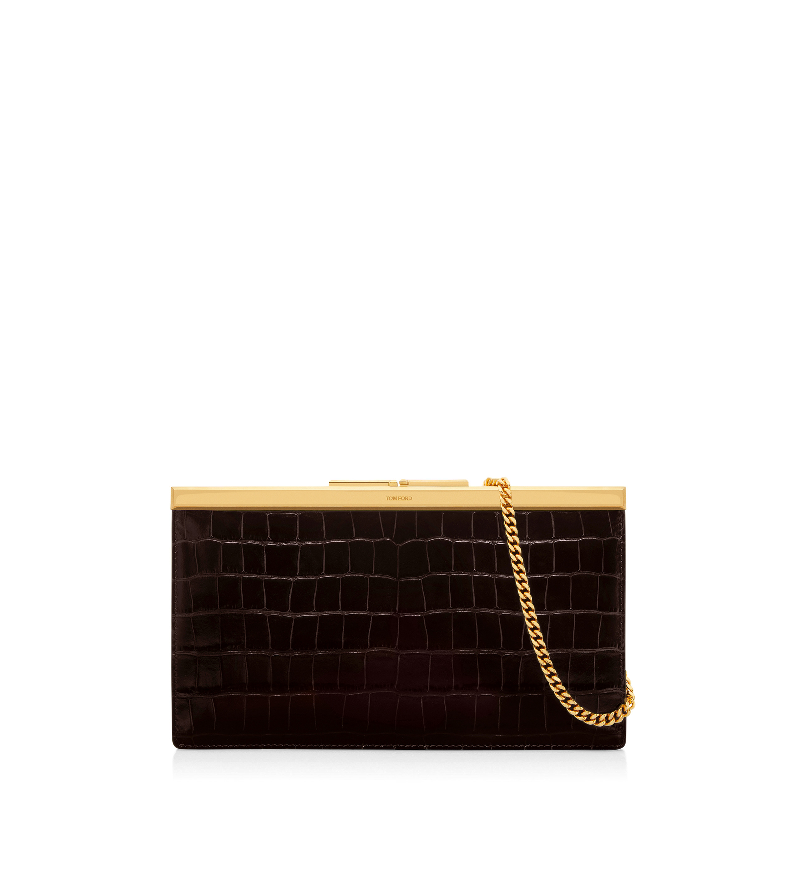 PRINTED CROC LEATHER LUX CLUTCH - 1