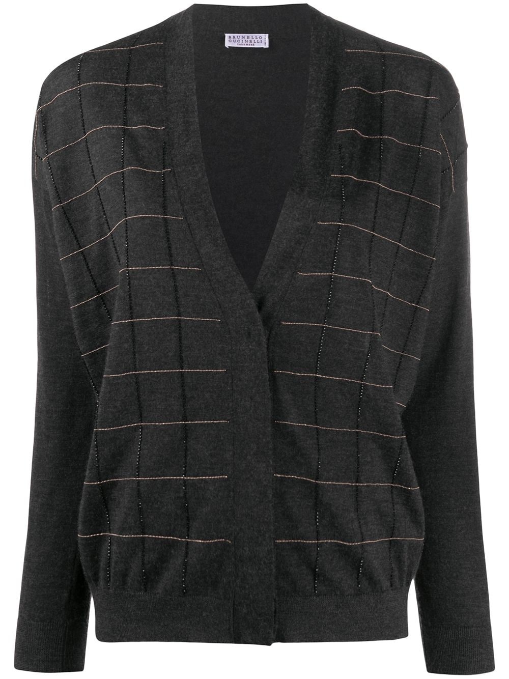 checked classic cardigan  - 1