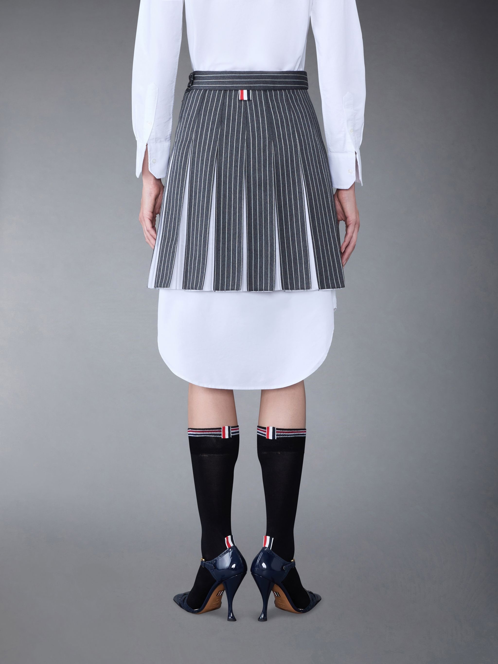 Pinstripe Suiting Pleated Mini Skirt - 2