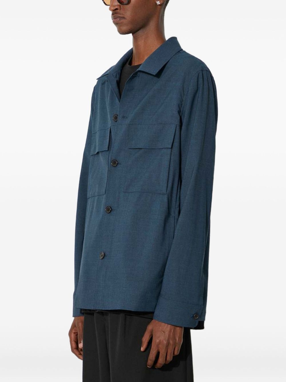 double-pocket button-down shirt jacket - 2