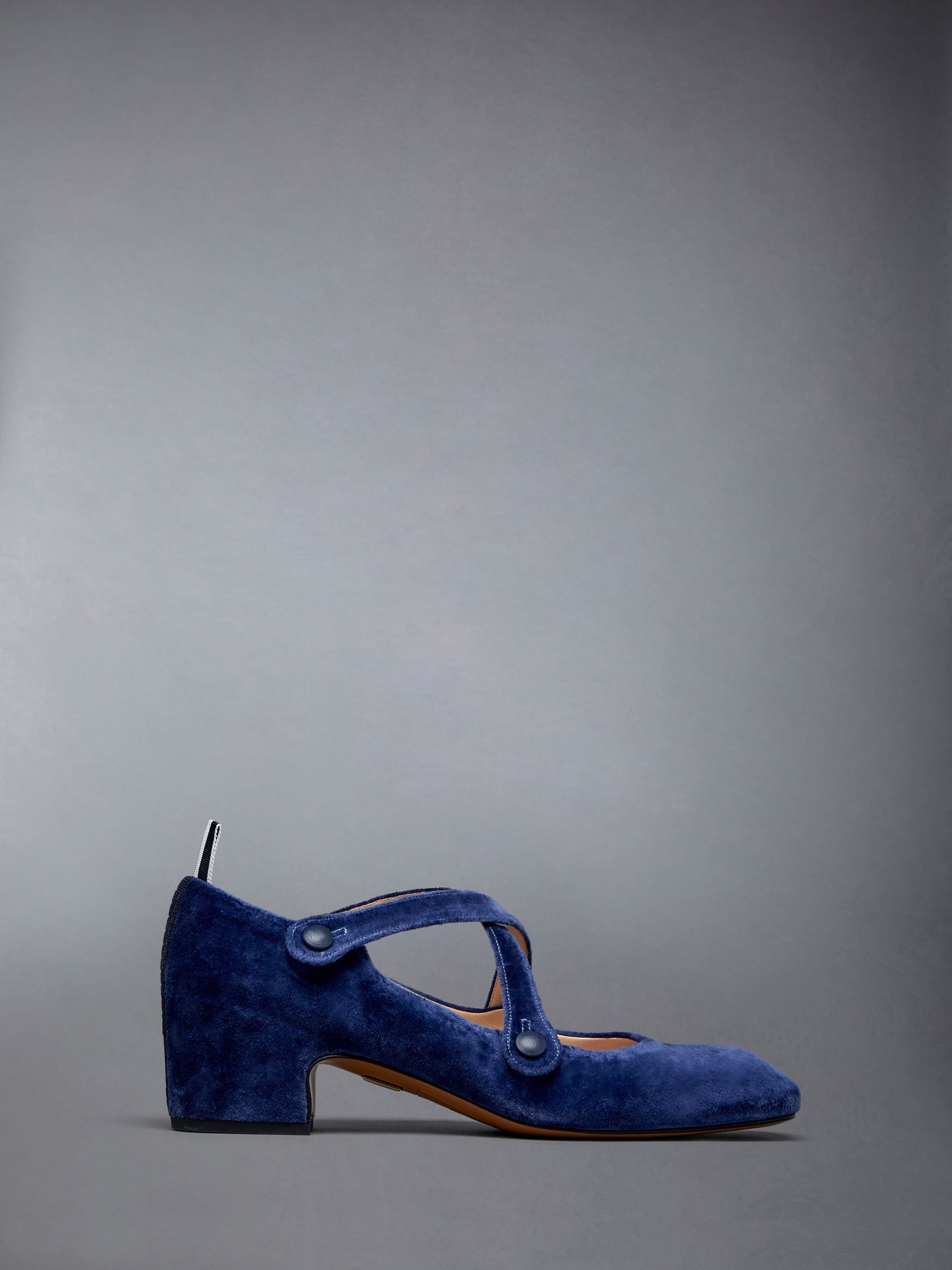 Velvet Criss Cross Button 40mm Block Heel Thom John - 1