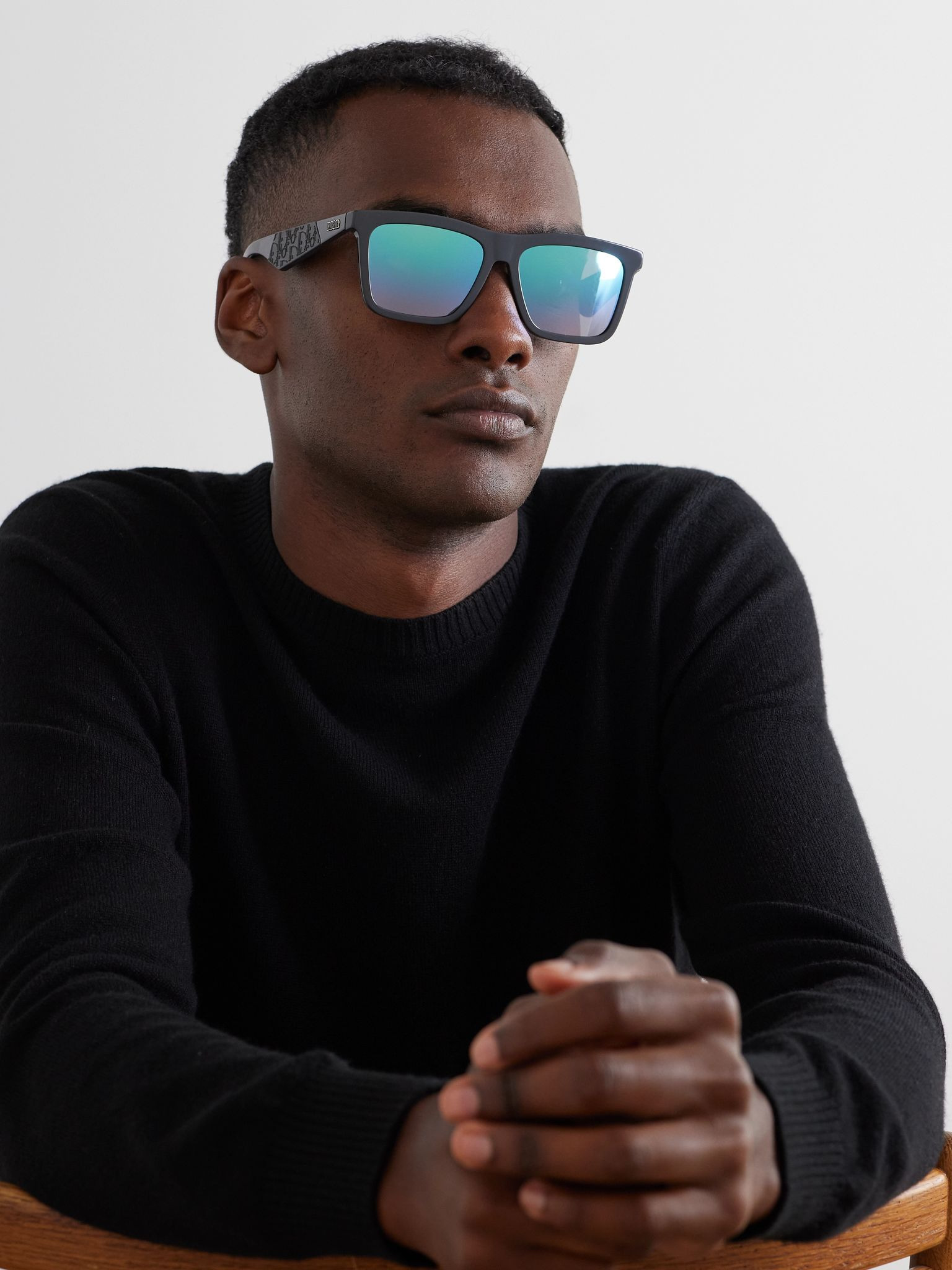 Dior B27 S1I D-Frame Logo-Detailed Acetate Mirrored Sunglasses Gray - 2