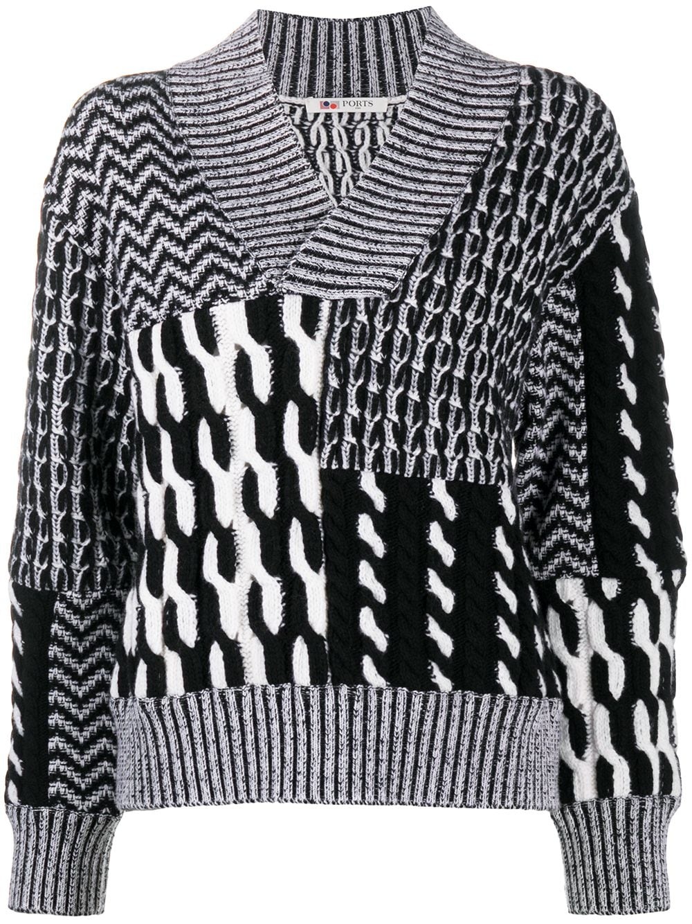 two-tone chunky knitted jumper - 1