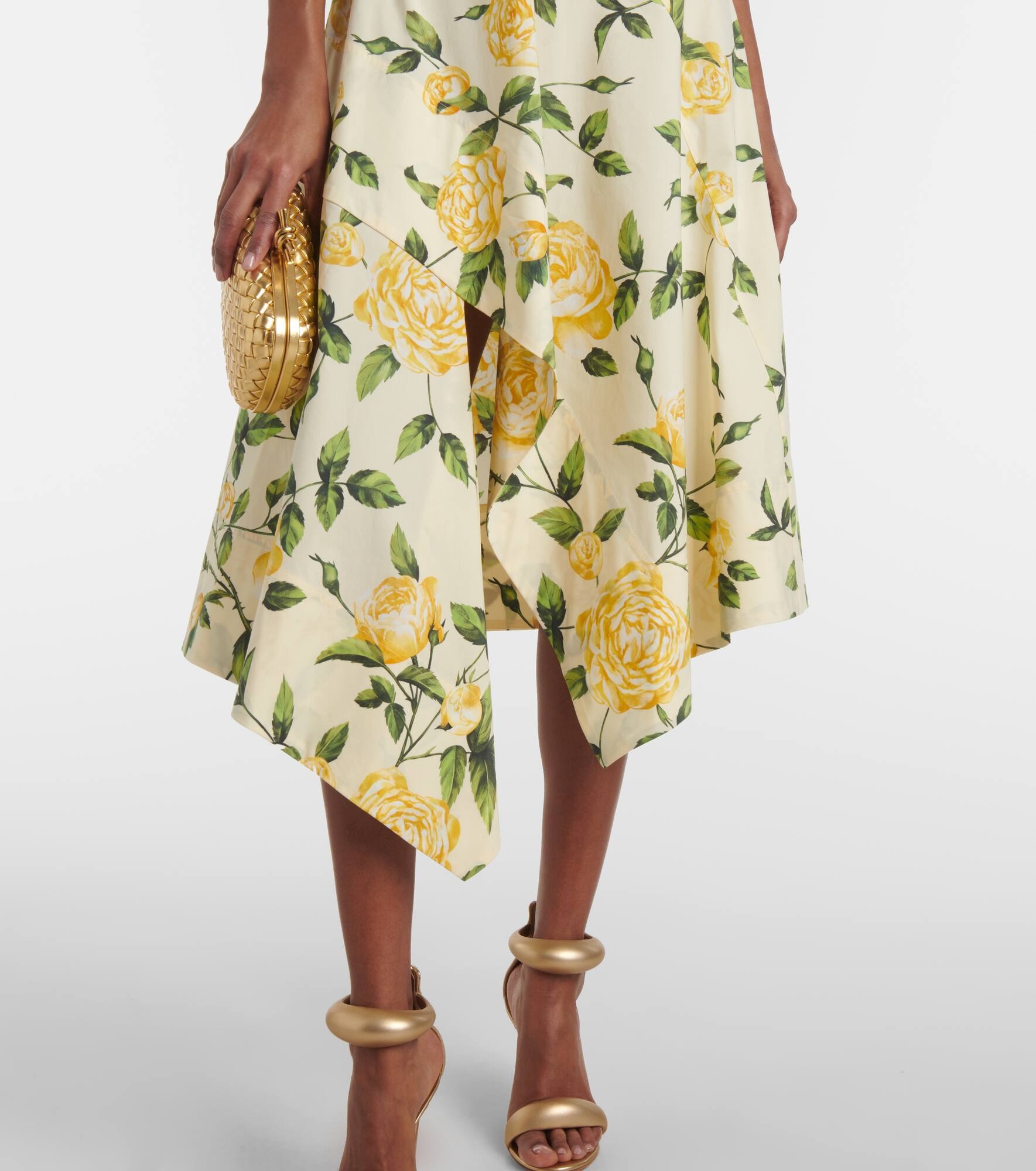 Floral cotton-blend poplin midi dress - 5