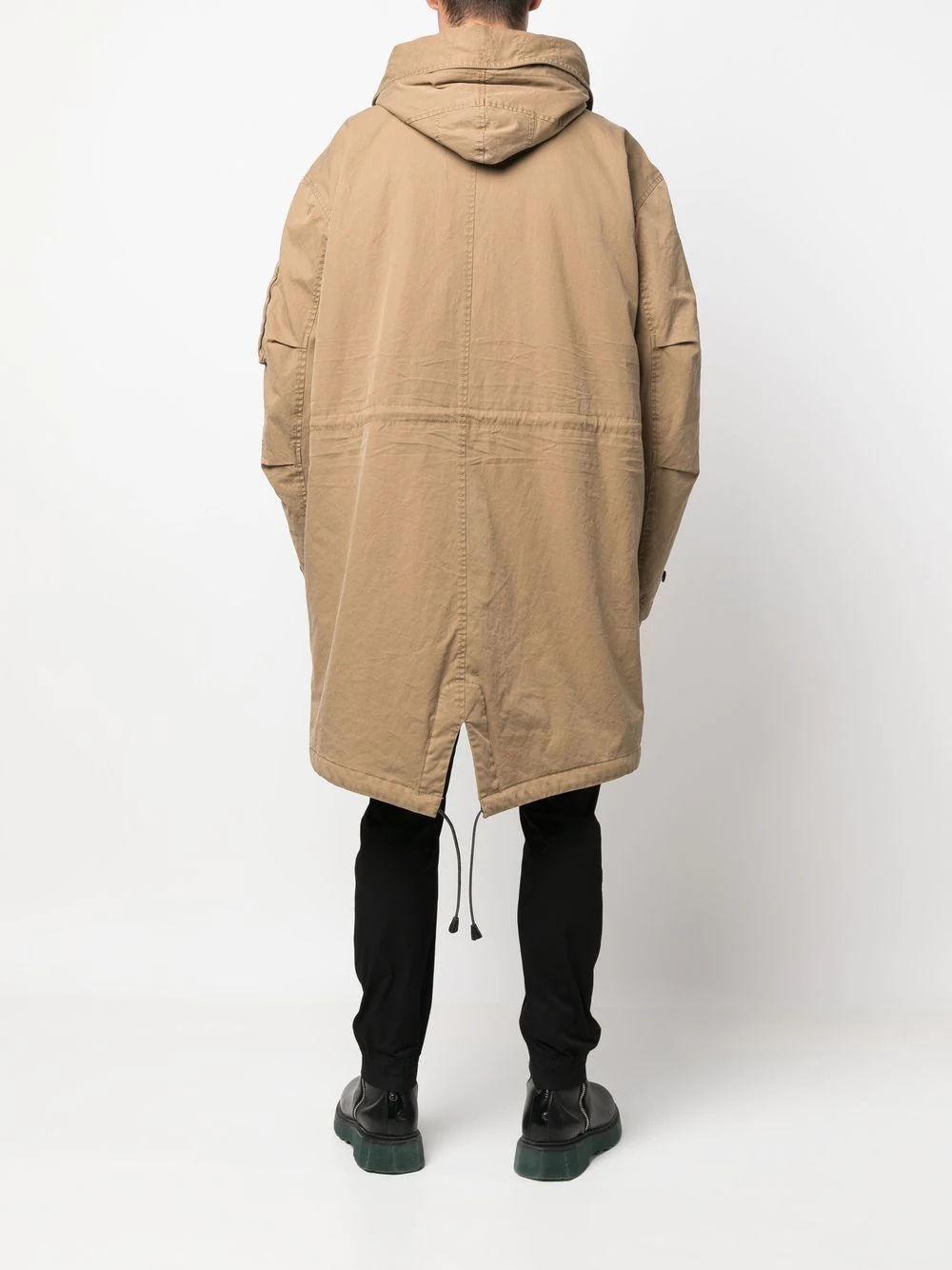 drawstring-hooded parka coat - 4