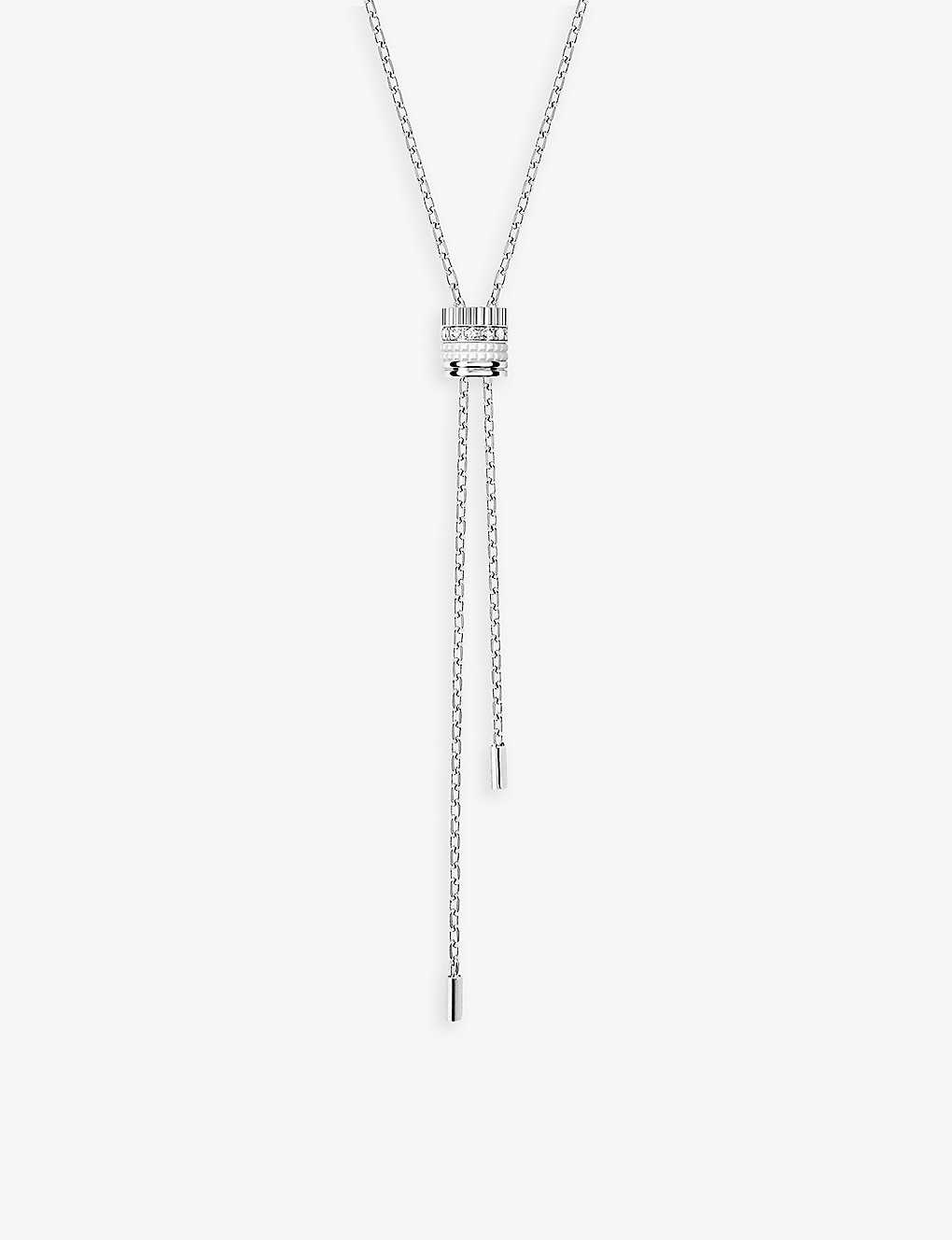 Quatre Double White 18ct white-gold and 0.18ct diamond necklace - 1