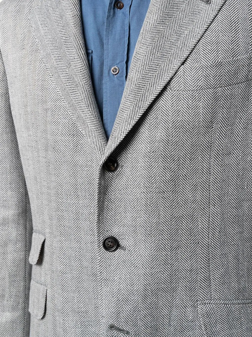 single breasted herringbone blazer - 5
