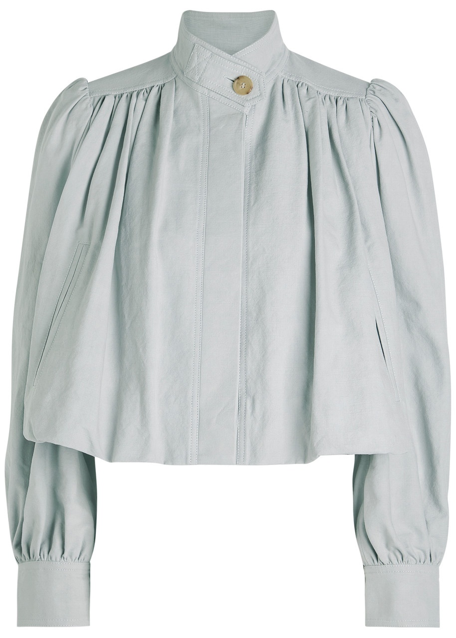 Chloe Pleated Canvas Crop Jacket - 1