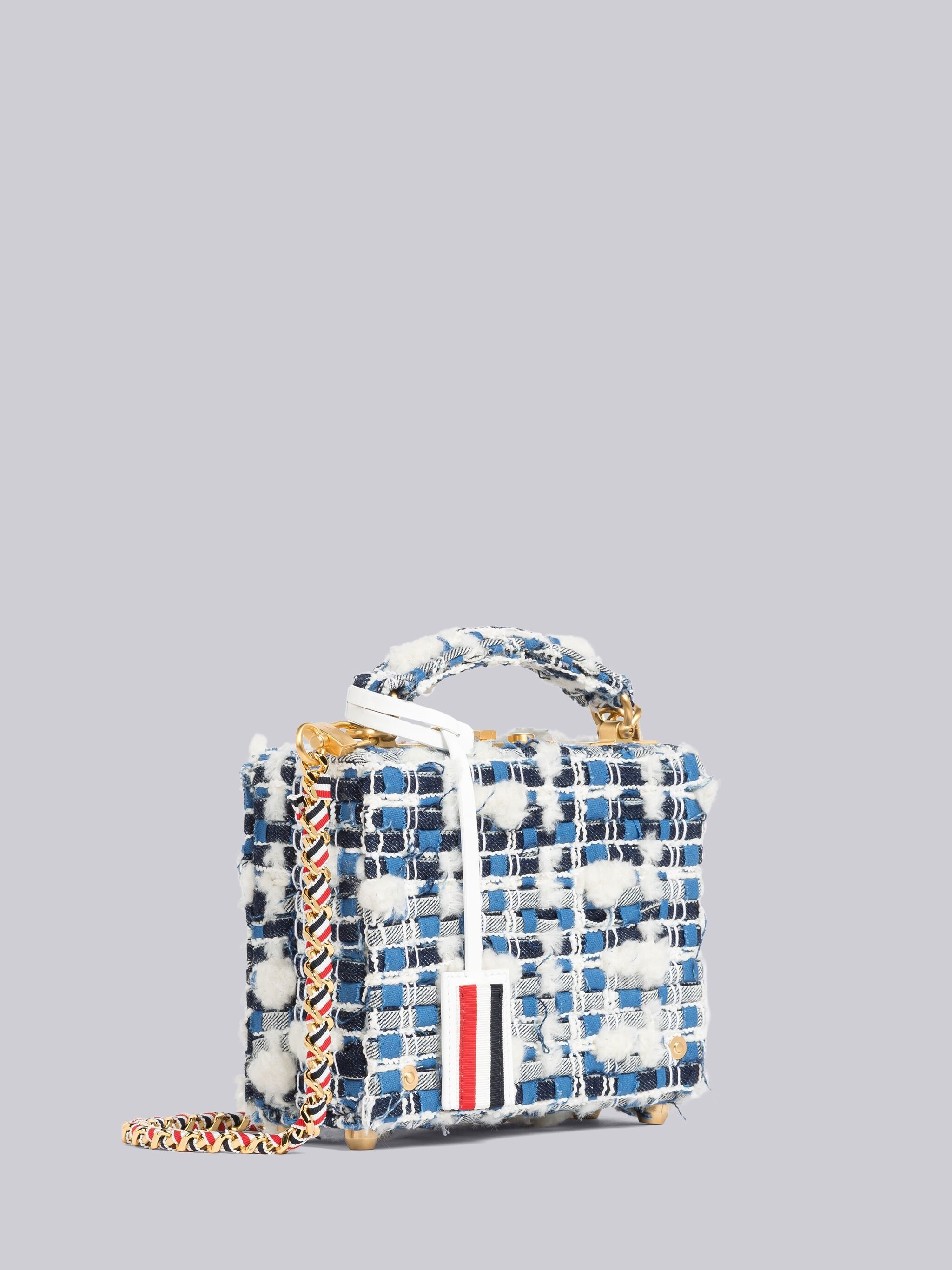 Denim Pouf Tweed Woven Chain Micro Attache Case - 3