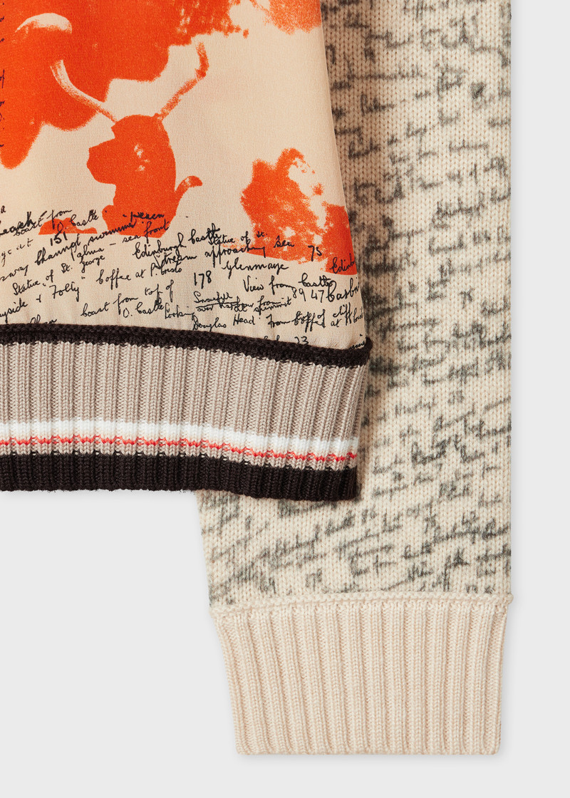 Paul Smith Women's Orange 'Travel Scarf' Silk Panel Cardigan outlook