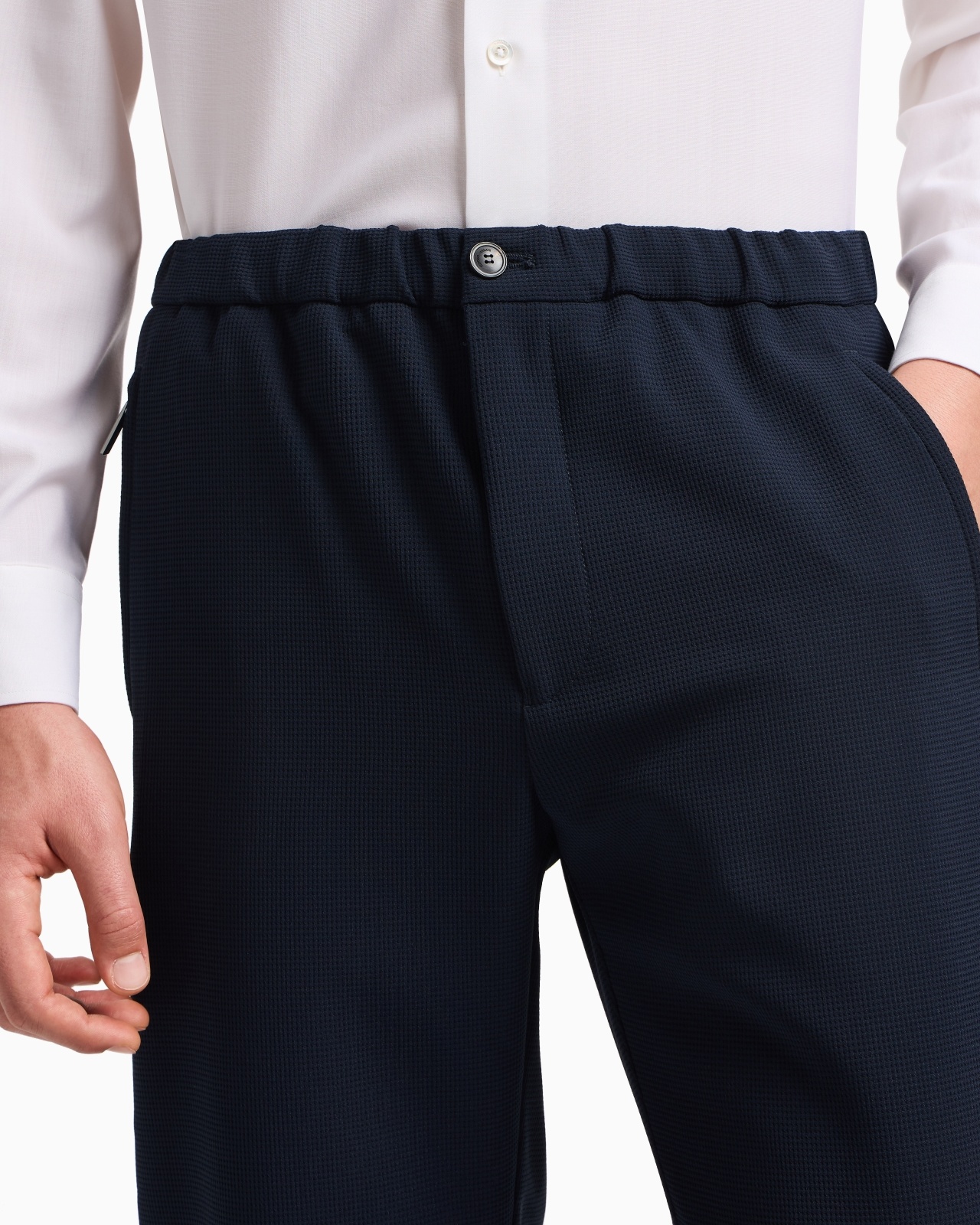 ICON 3D PIQUÉ-EFFECT CRÊPE JERSEY TROUSERS - 5