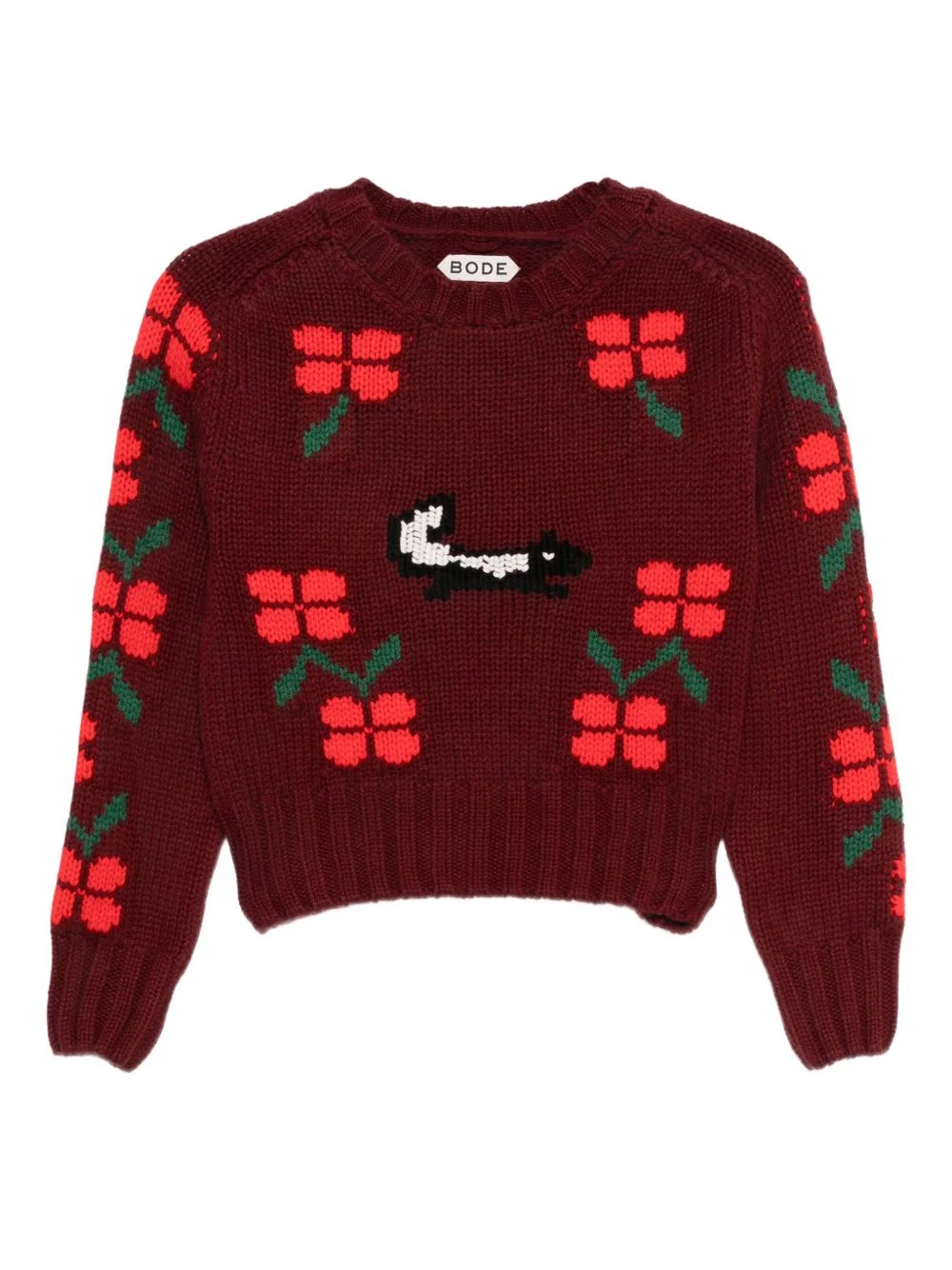 skunk-jacquard crew-neck jumper - 1