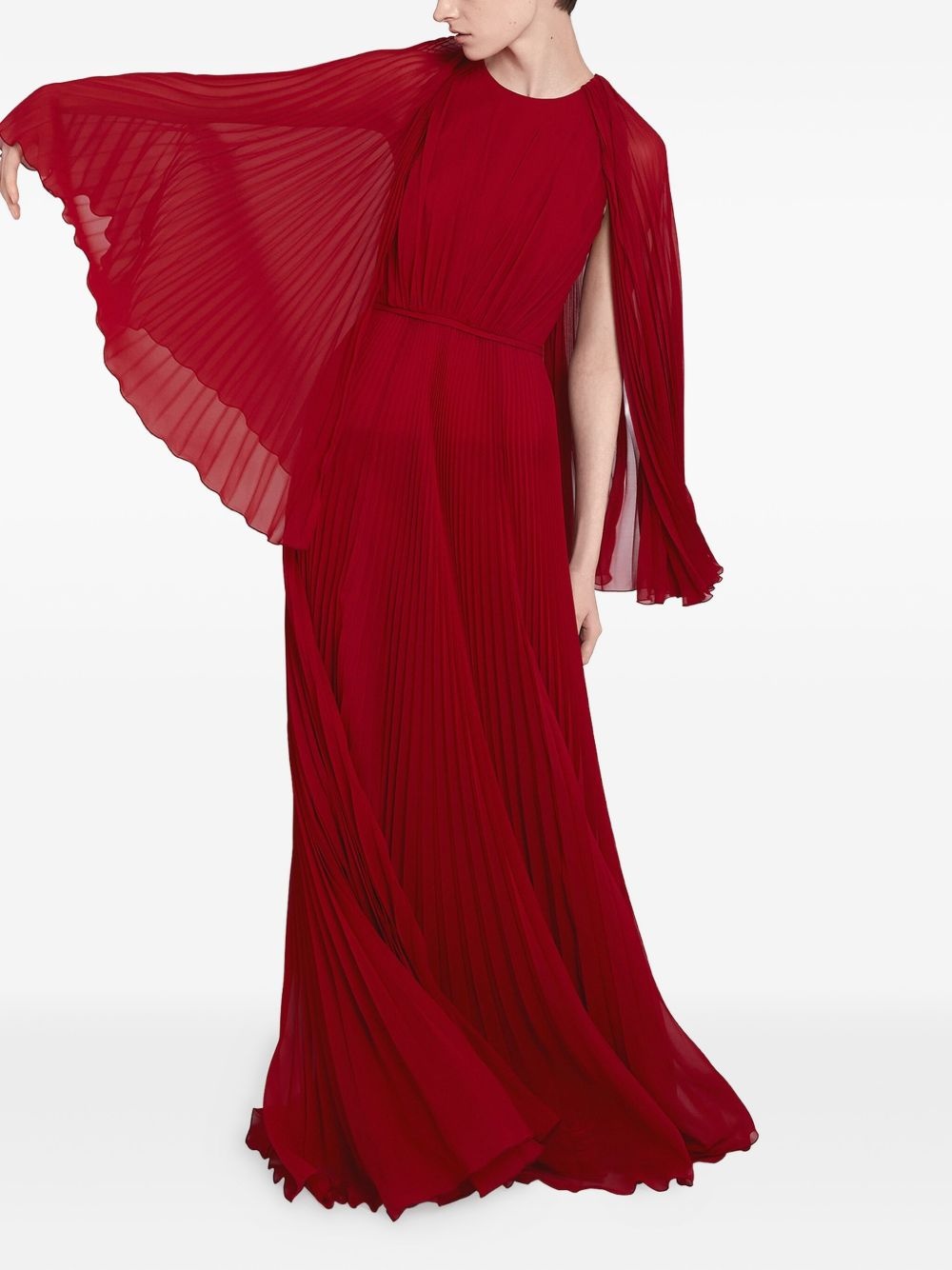 pleated cape-detail dress - 3