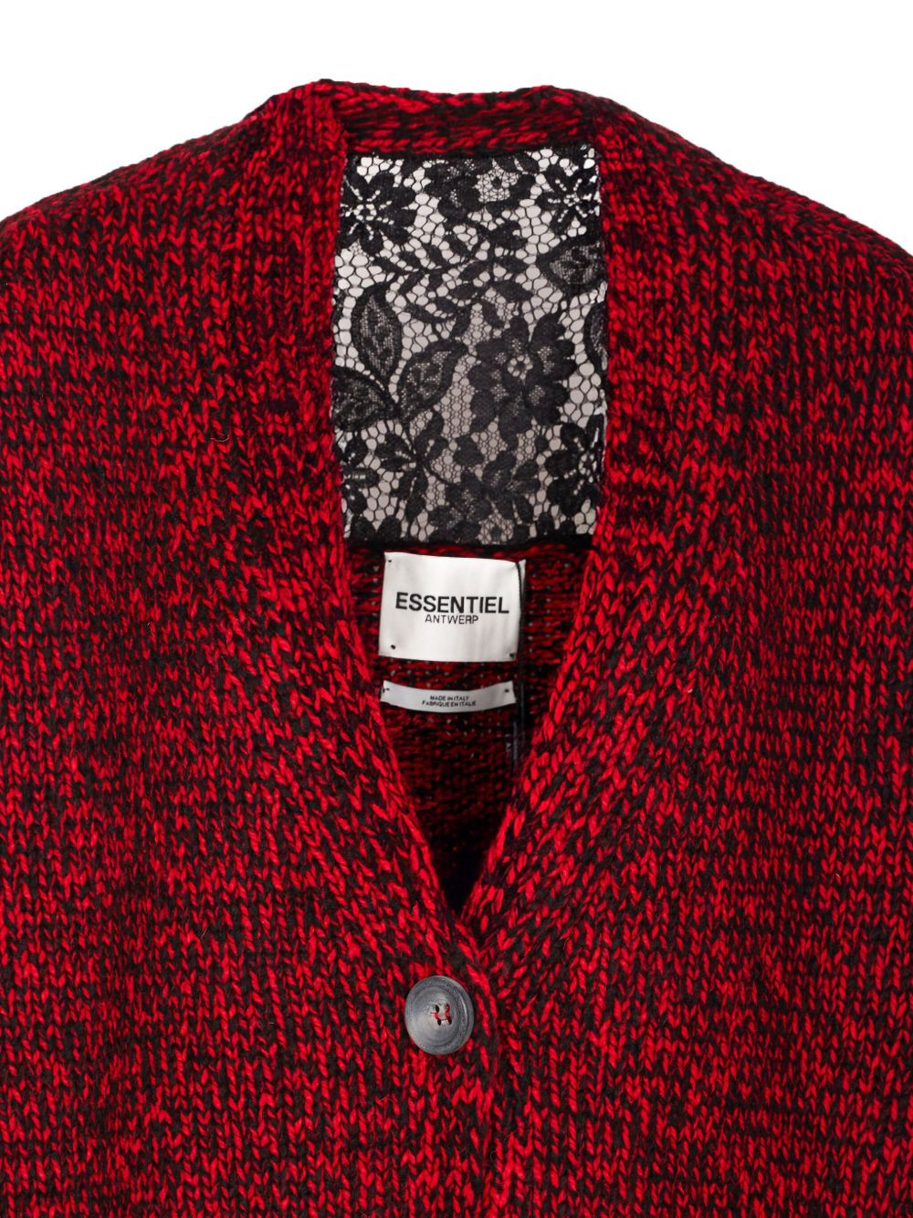 lace-insert button cardigan - 3
