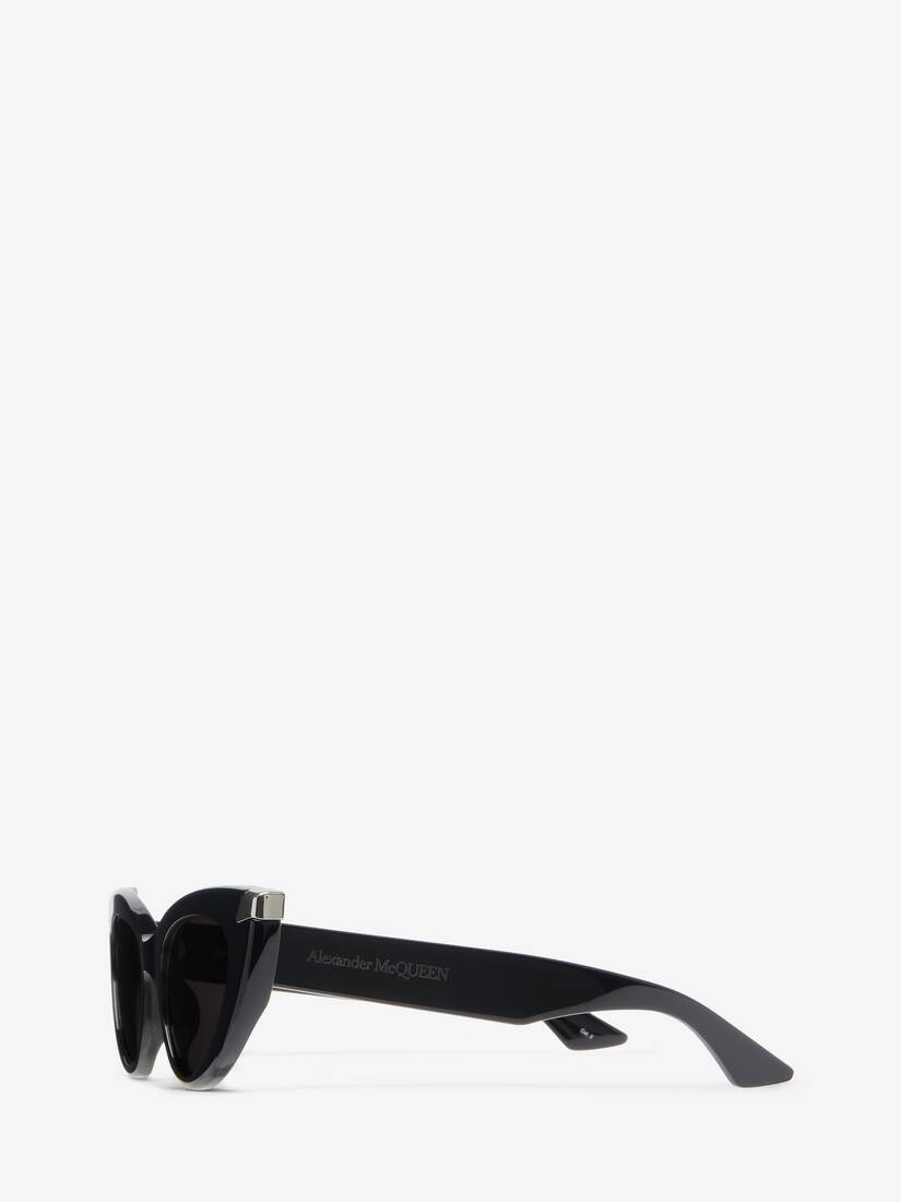 Women's Punk Rivet Cat-eye Sunglasses in Black/smoke - 4