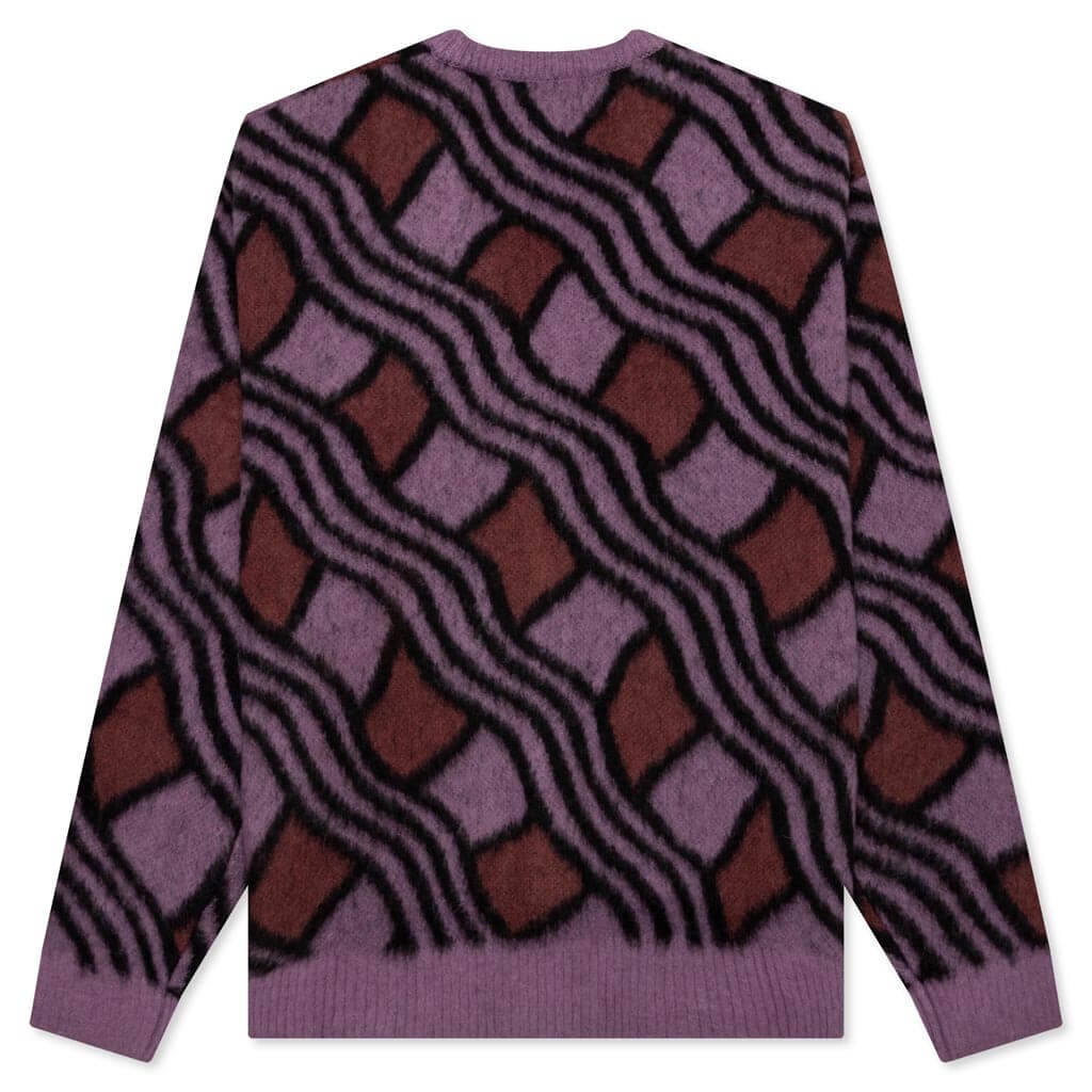 WAVY JACQUARD MOHAIR CARDIGAN - PINK/RUST - 2