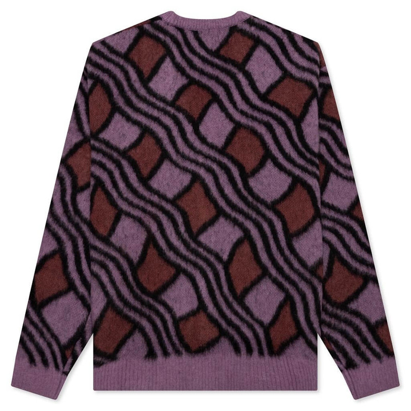AWAKE NY WAVY JACQUARD MOHAIR CARDIGAN - PINK/RUST outlook