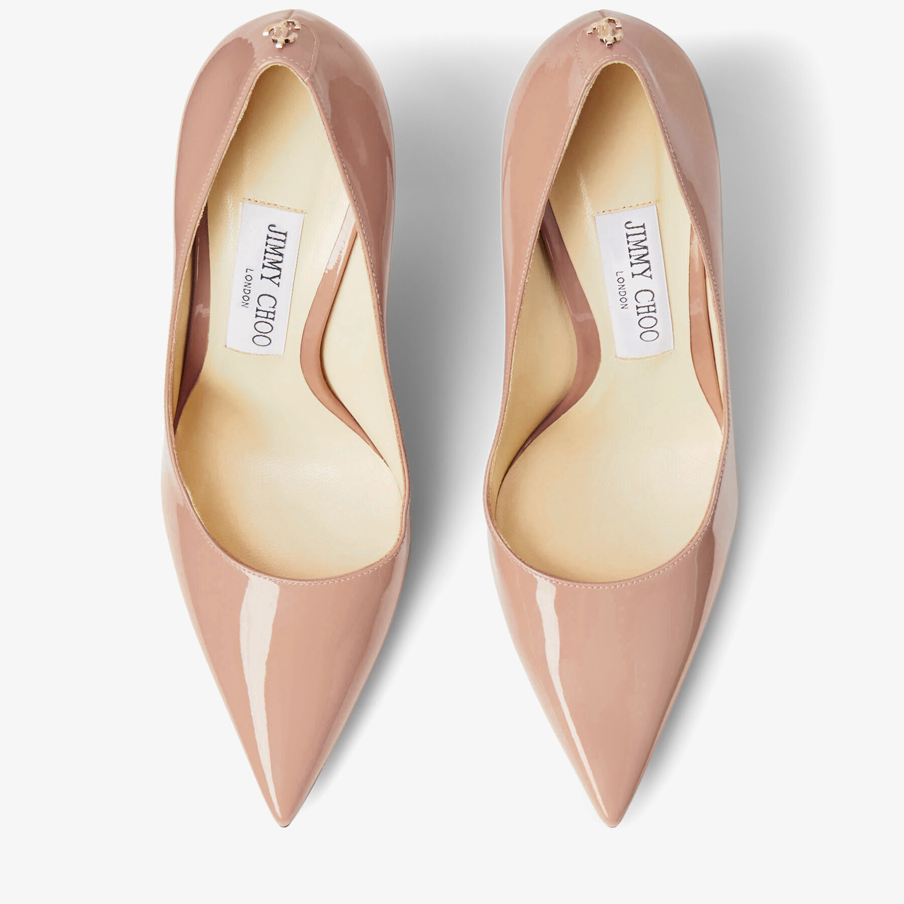 Love 100
Ballet-Pink Patent-Leather Pointed Pumps with JC Emblem - 5